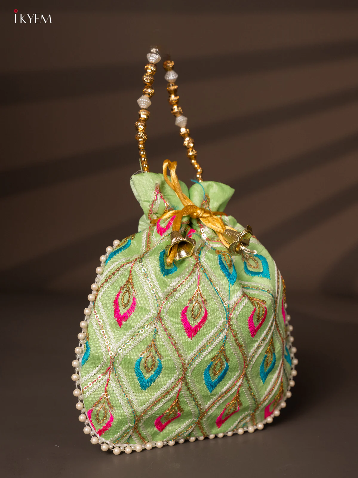 Multicolour Designer Embroidered Potli Bag - Green - KH22145 - Image 2