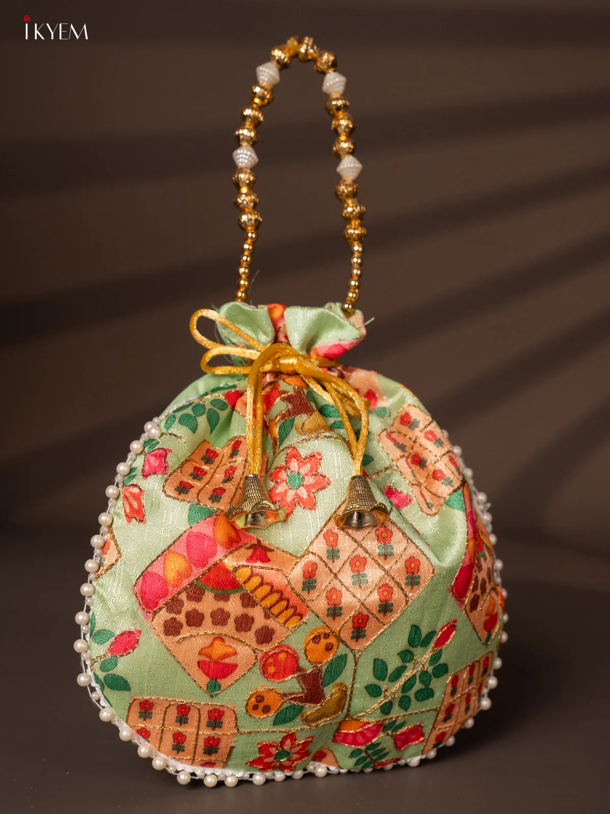Embroidered Potli Bag - Green - KH22148 - Image 2