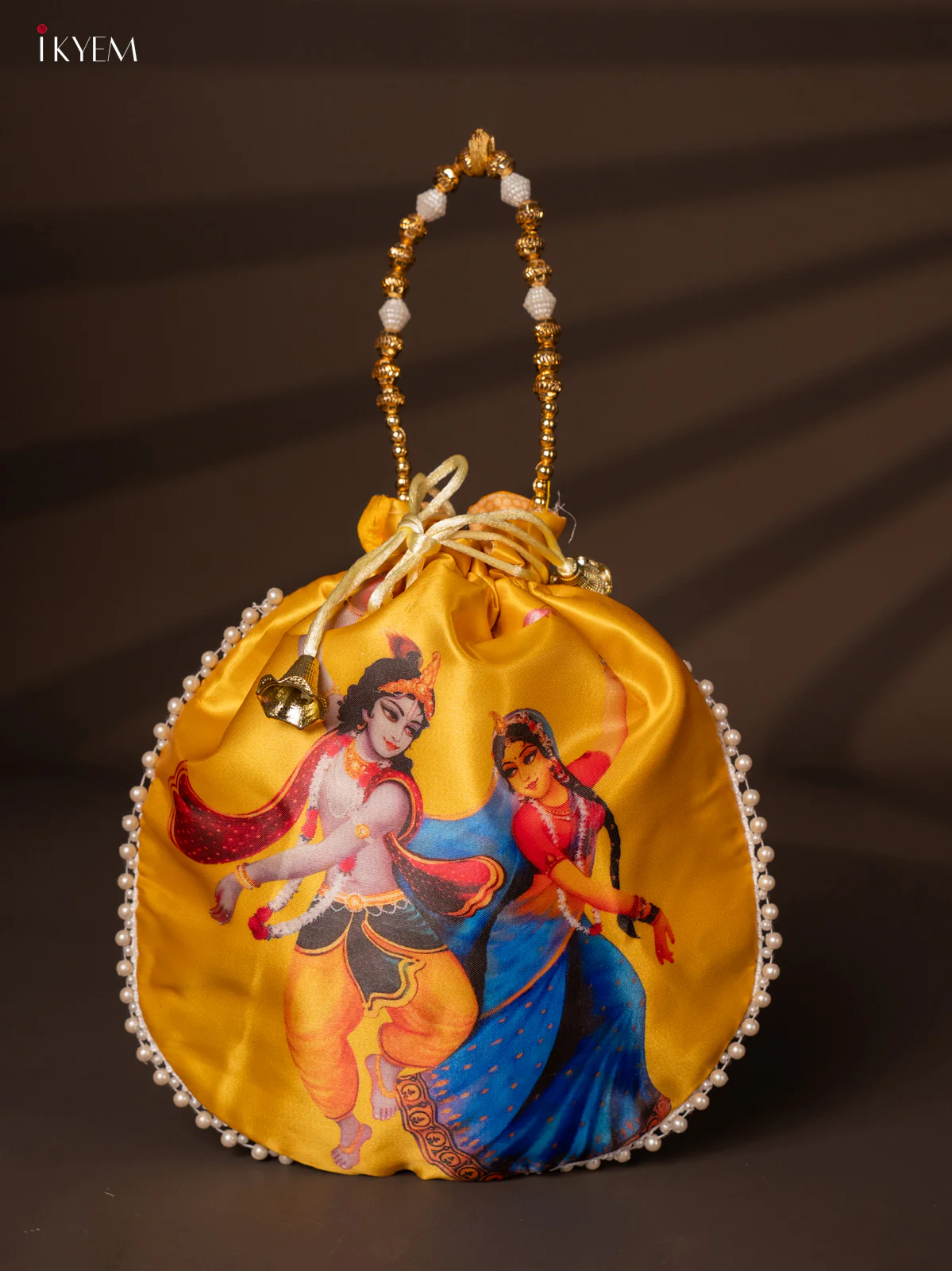 Radha Krishna Digital Printed Potli Bag - Yellow - KH22155