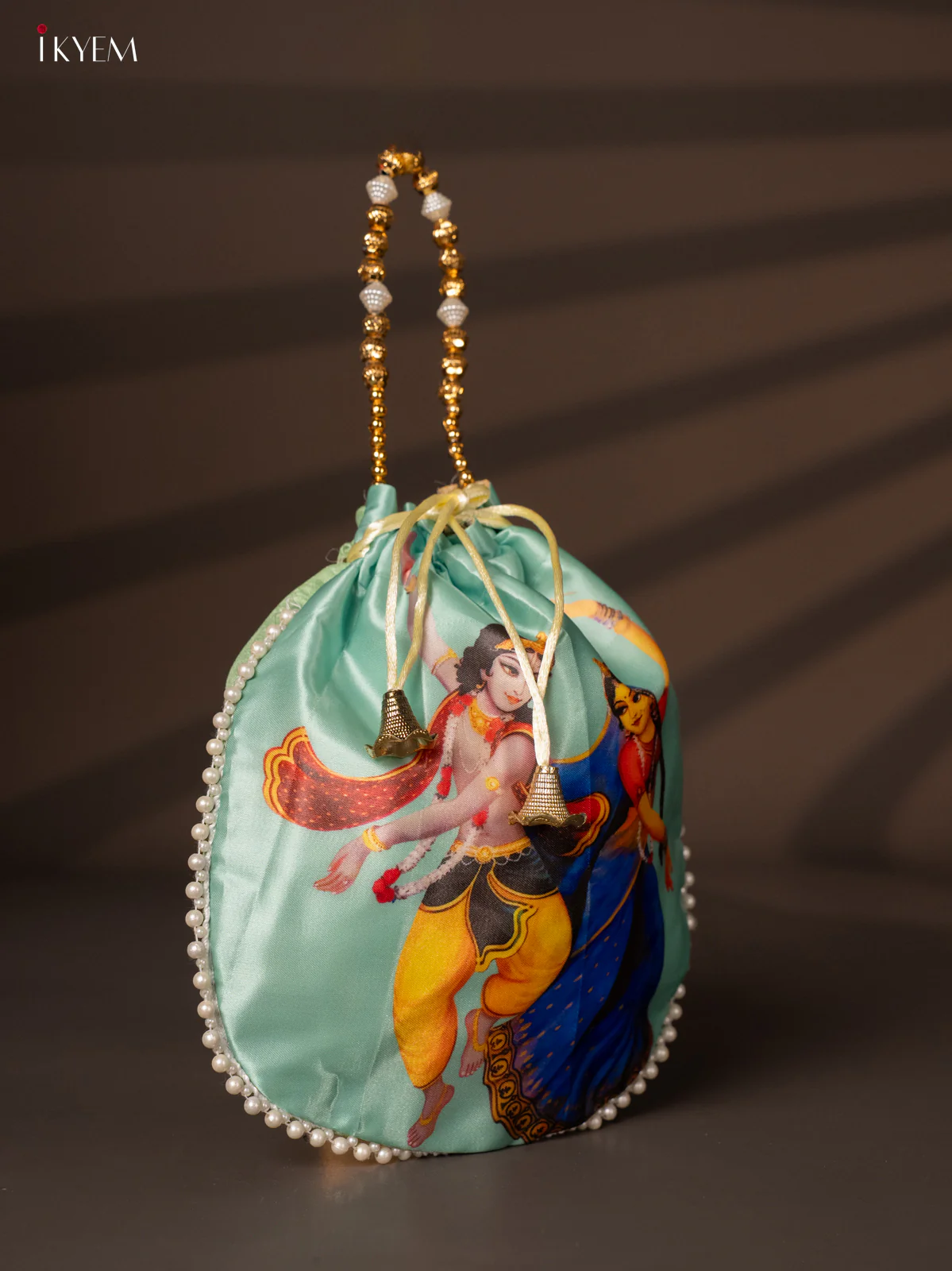 Radha Krishna Digital Printed Potli Bag - Green - KH22157 - Image 2
