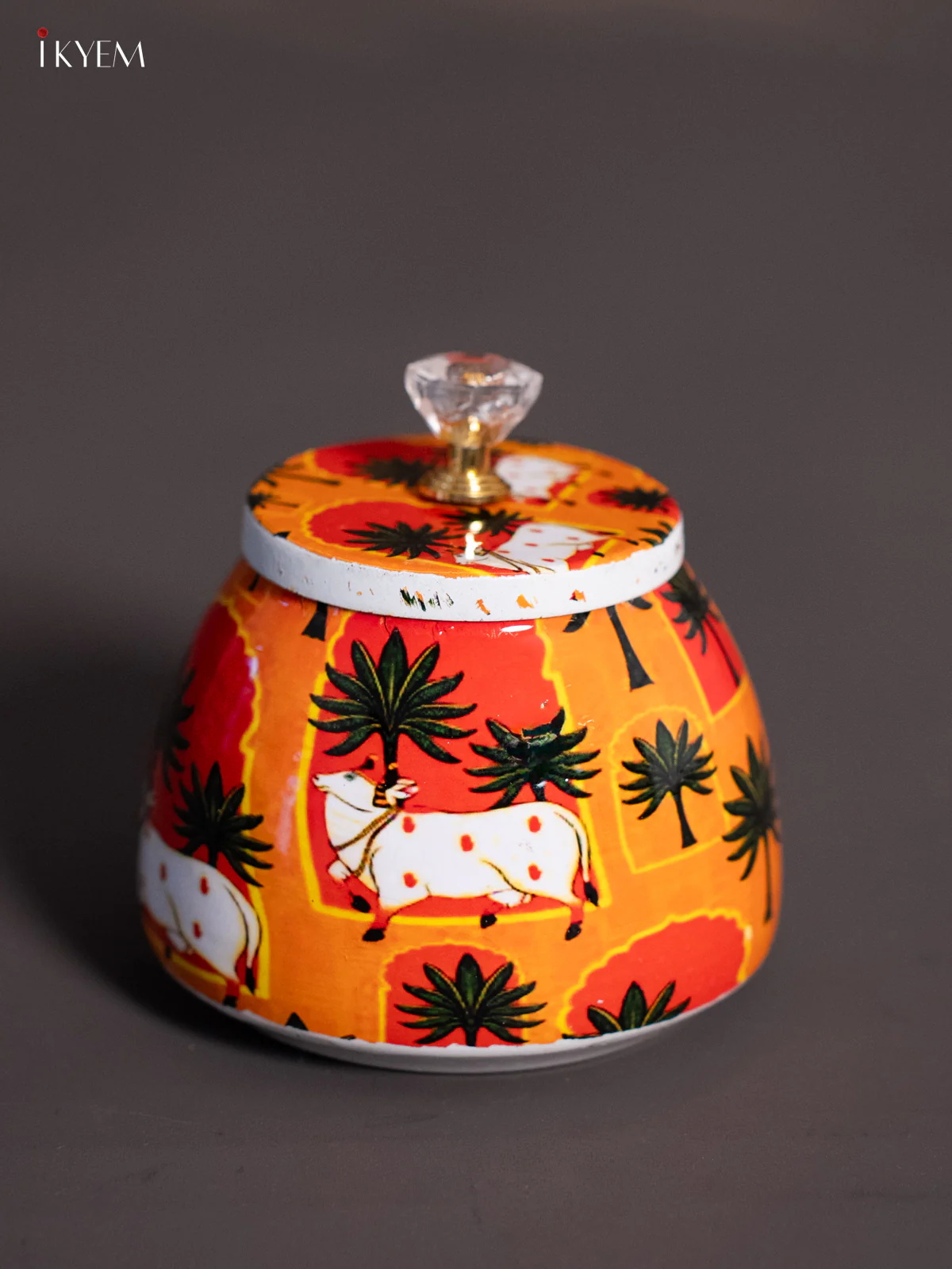 Cow Digital Printed Dry Fruit Jar - Orange - 4 Inch - KH25122