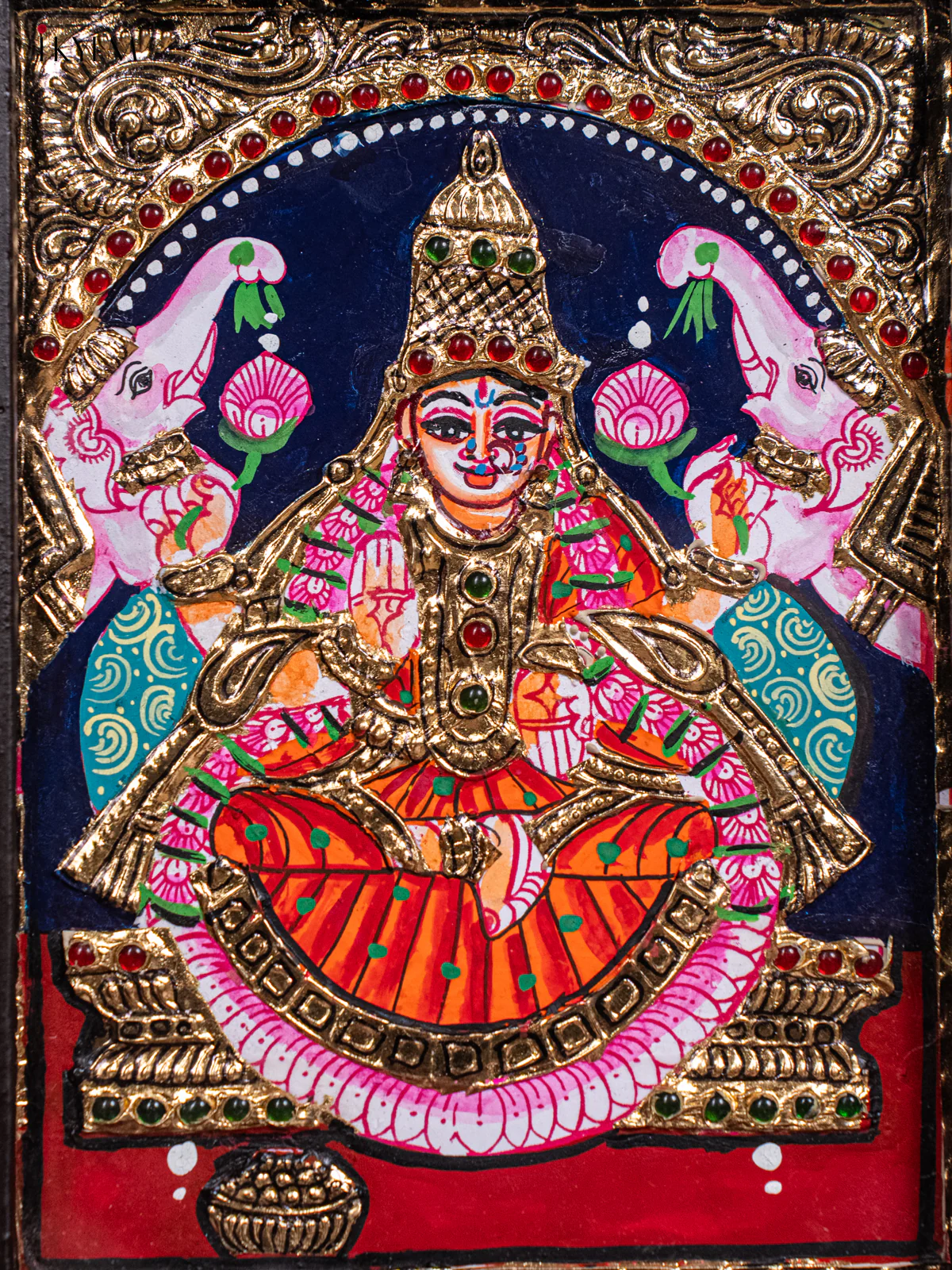 Gaja Lakshmi Tanjore painting (11x9) - KH26127 - Image 3