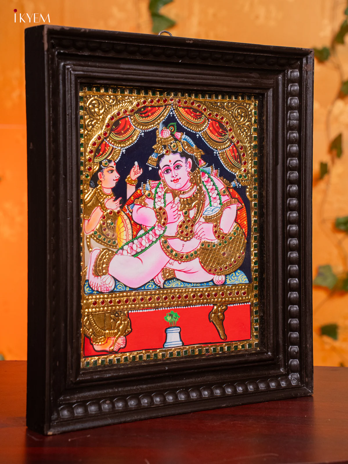 Butter Krishna Tanjore painting (13 x 15) - KH26163 - Image 2