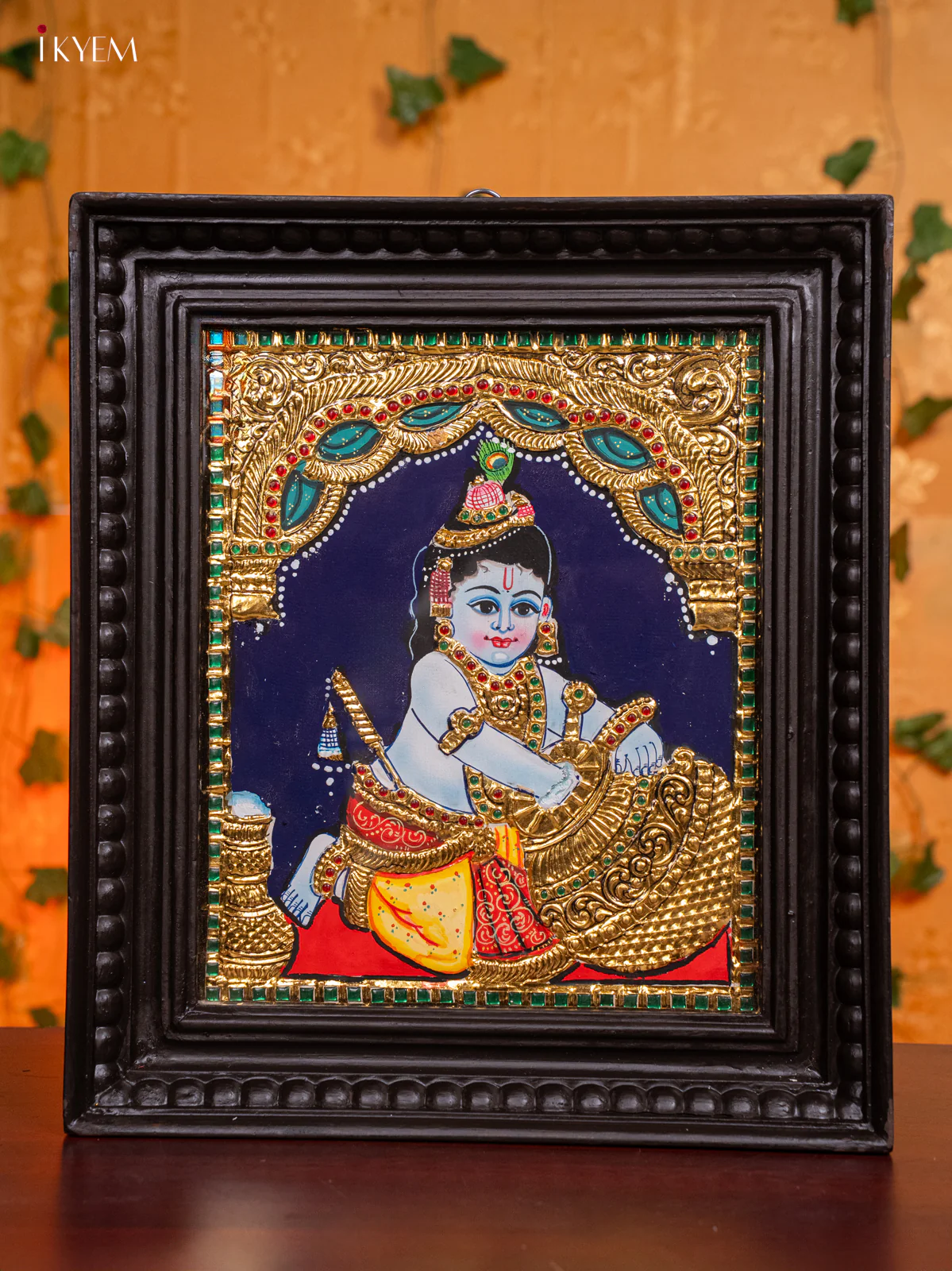 Butter Krishna Tanjore painting (13 x 15) - KH26164