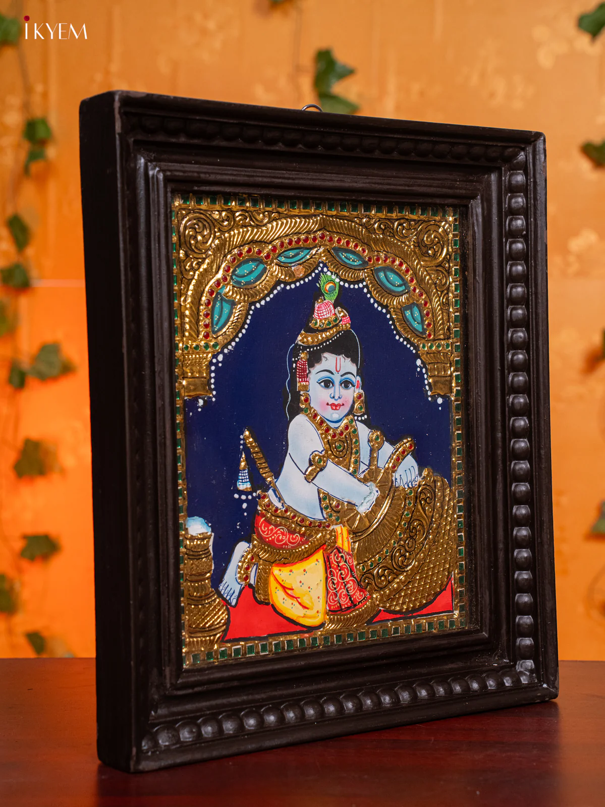 Butter Krishna Tanjore painting (13 x 15) - KH26164 - Image 2