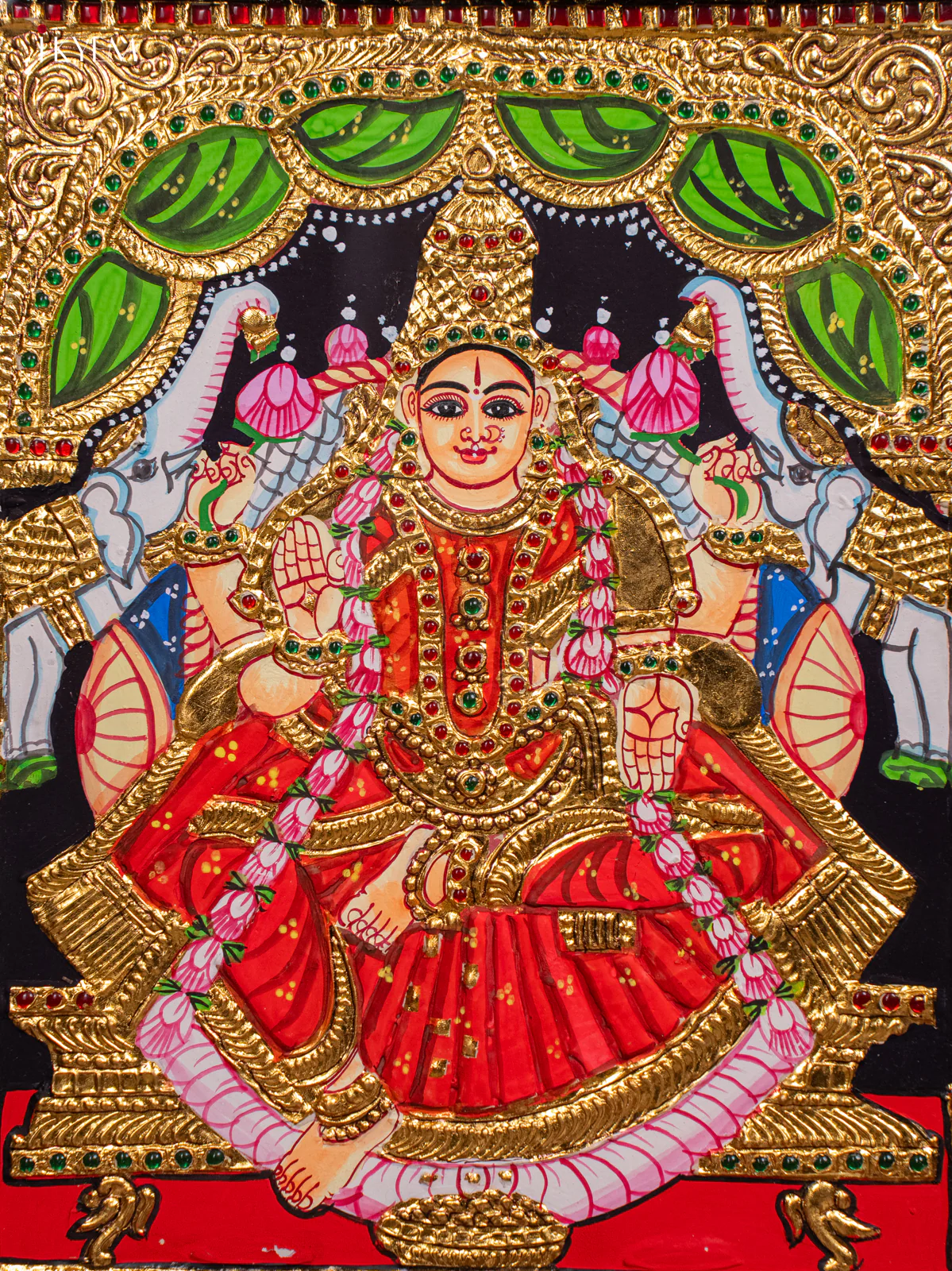 Gaja Lakshmi Tanjore painting - (18 x 15) - KH26188 - Image 3