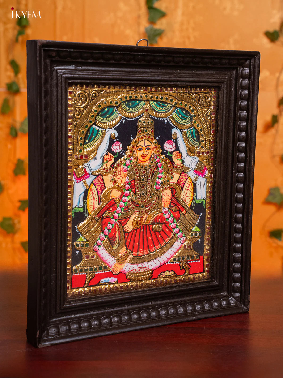 Gaja Lakshmi Tanjore painting - (13 x 15) - KH26192 - Image 2