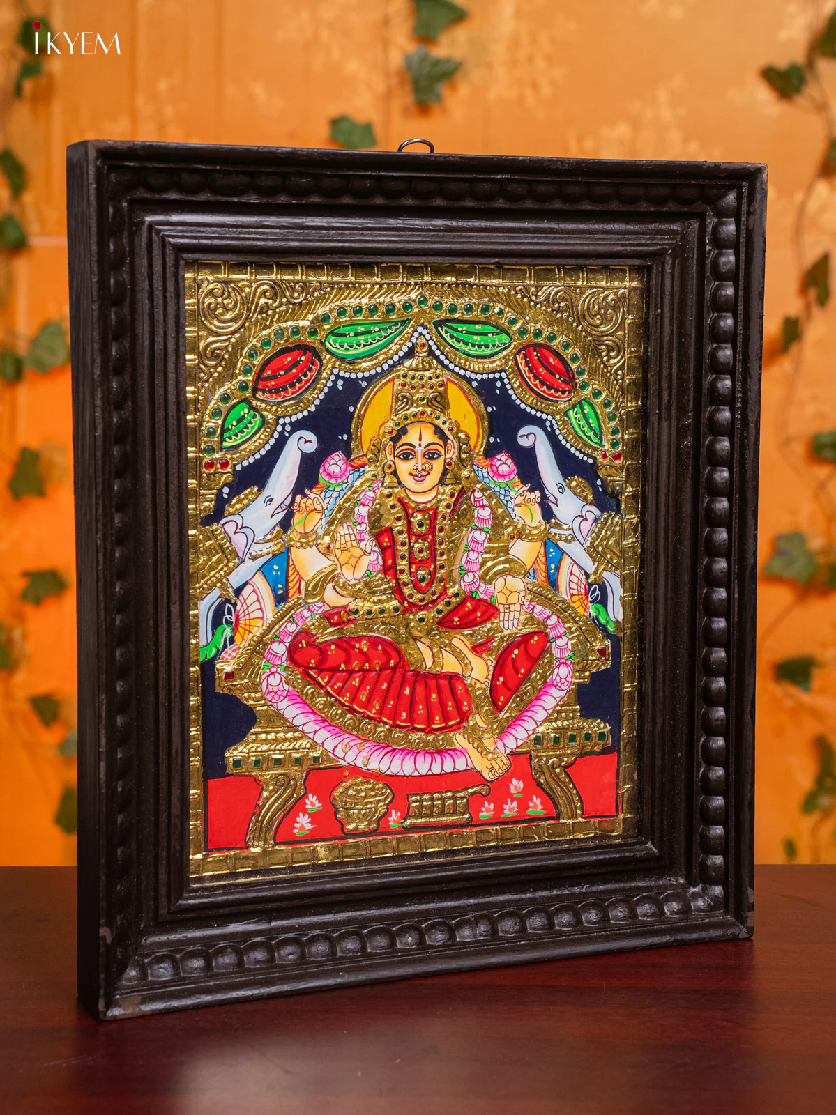 Gaja Lakshmi Tanjore painting - (13 x 15) - KH26193 - Image 2