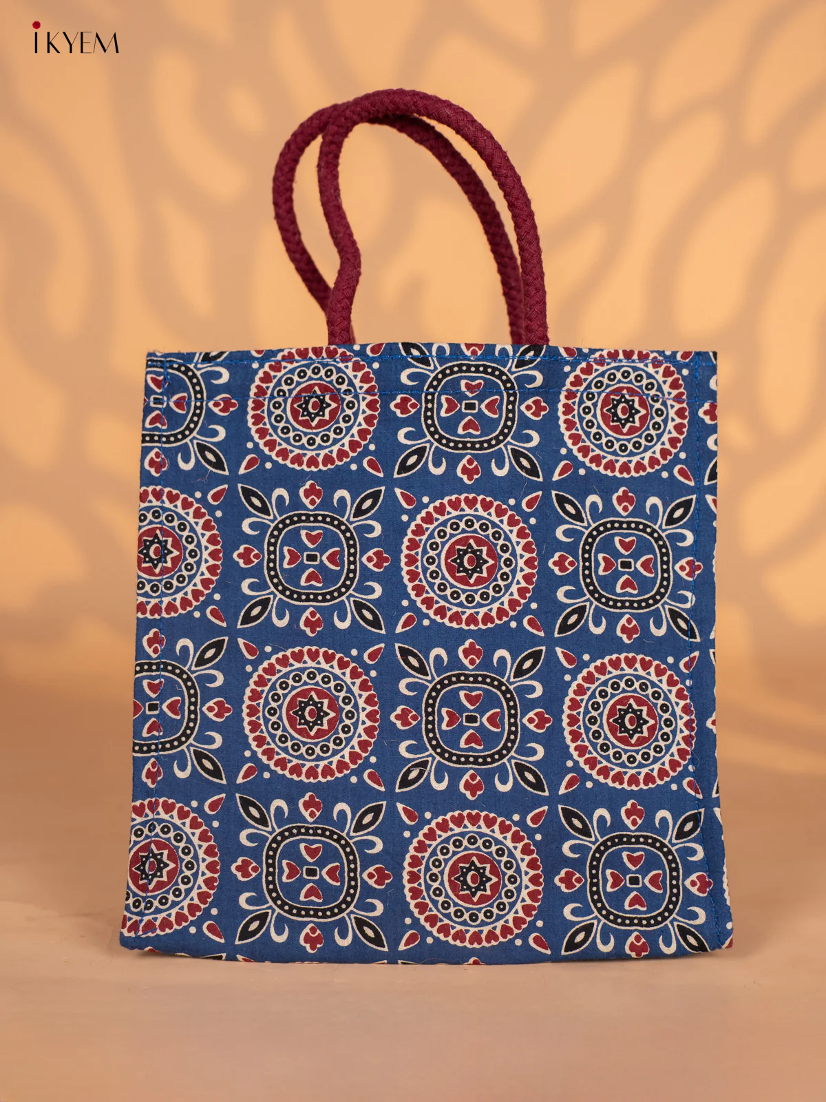 Jute Kalamkari Bag - Blue - KH28122