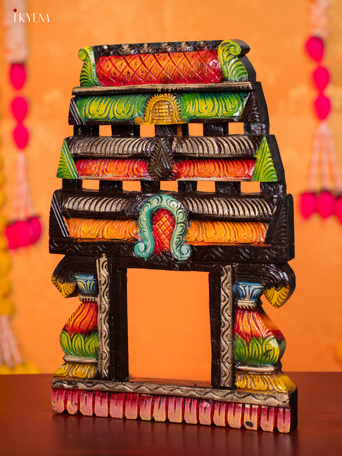 Wooden Hand Carved Painted Kovil Gopuram - KH30115 - Image 4