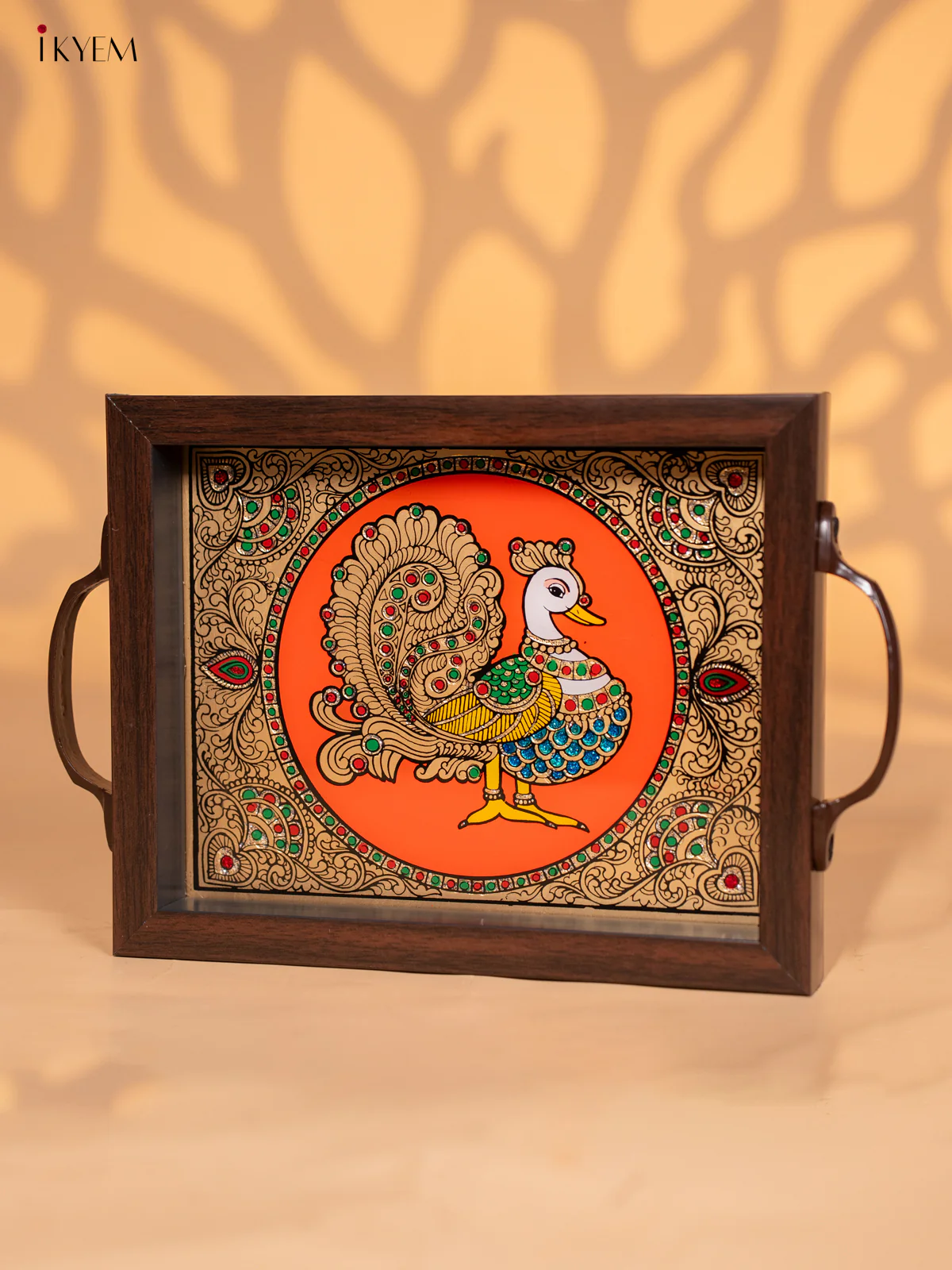 Reverse Glass Painted Tray (9x7) - Annapakshi - Orange - KI02111 - Image 4