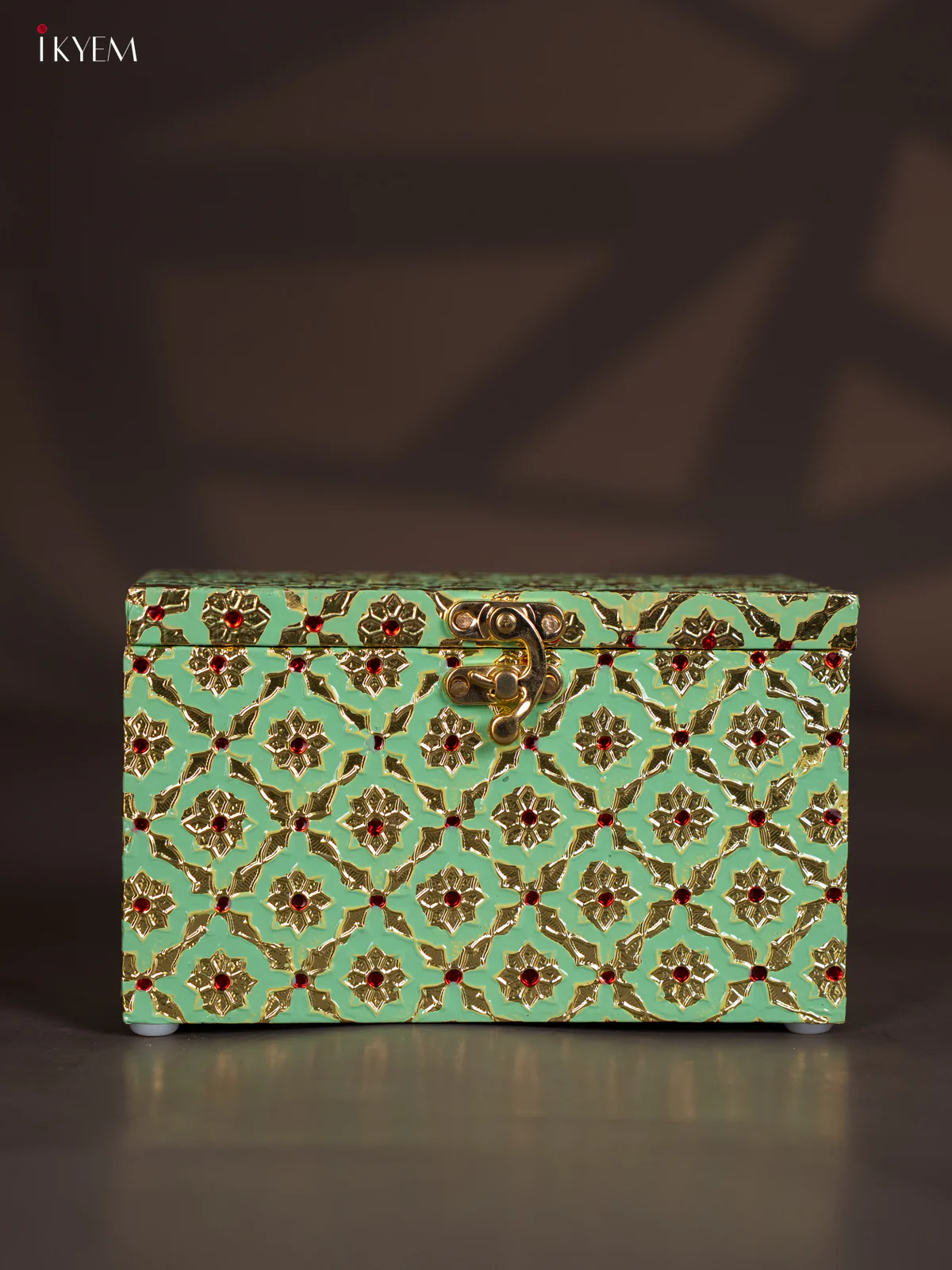 Meenakari Wooden Dry Fruit Box 2 Jar with Gless - Pista Green - KI03127 - Image 5