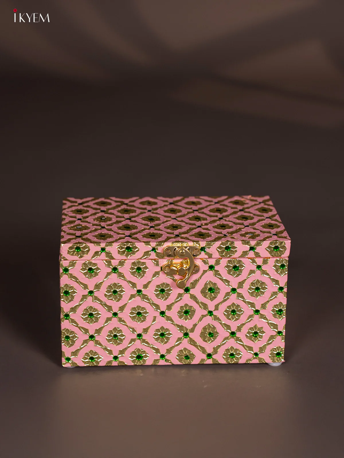 Meenakari Wooden Dry Fruit Box 2 Jar with Gless - Pink - KI03128