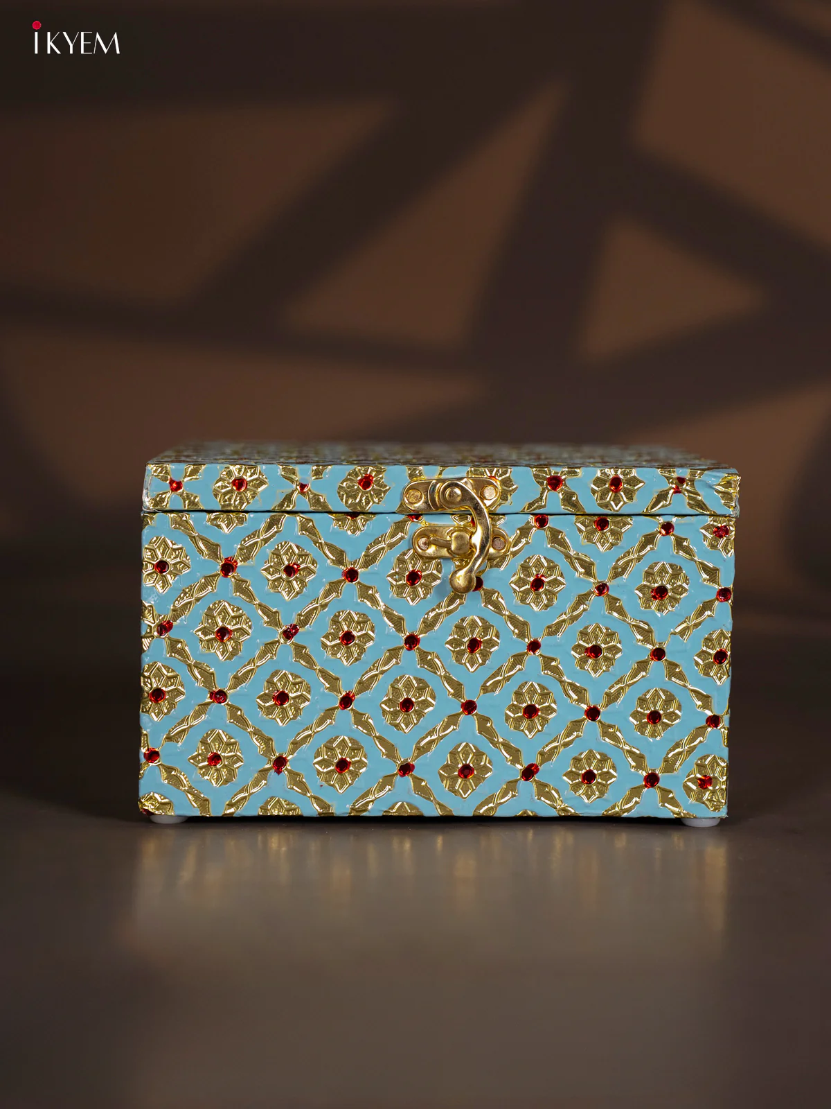 Meenakari Wooden Dry Fruit Box 4 Glass Jar - Blue - KI03137 - Image 5