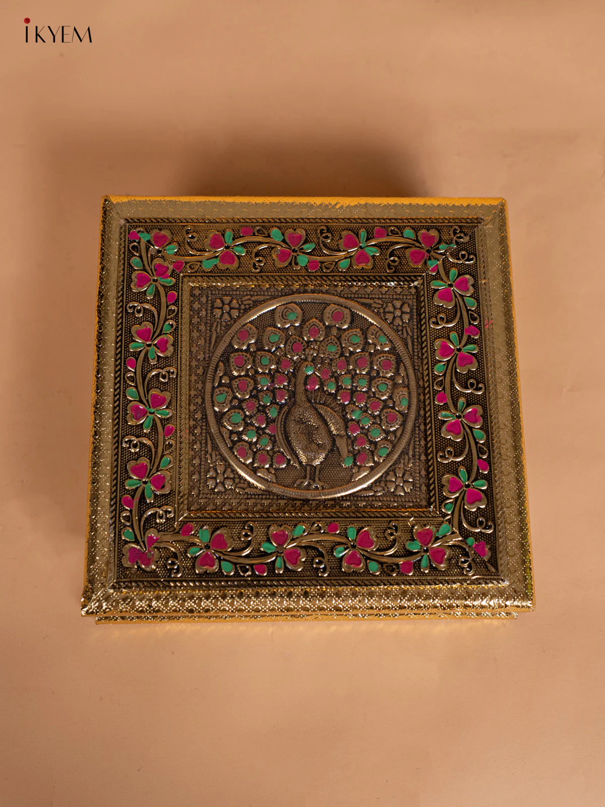 Peacock design Dryfruit Box - 8 Inch - KI03142