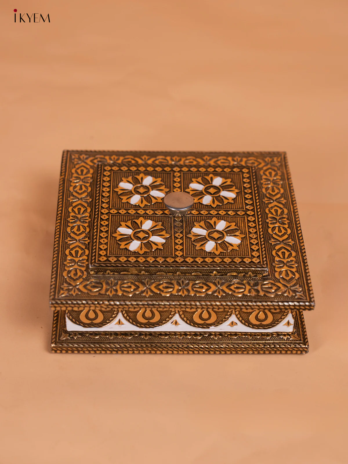 Flower design Dry fruit Box - (6x6) Inches - KI03145