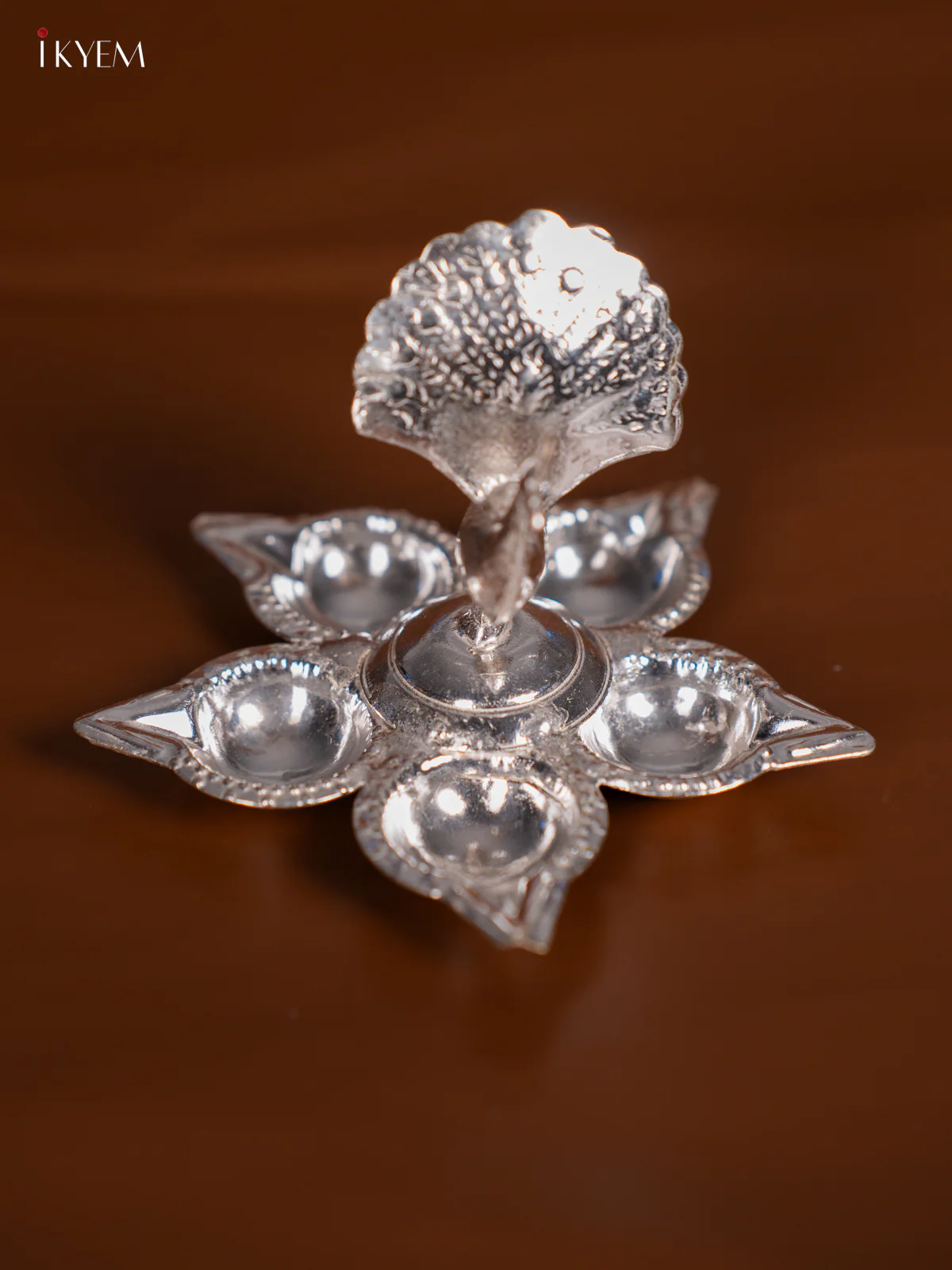 German Silver Peacock Diya - 2.5 Inch - KI03154 - Image 2