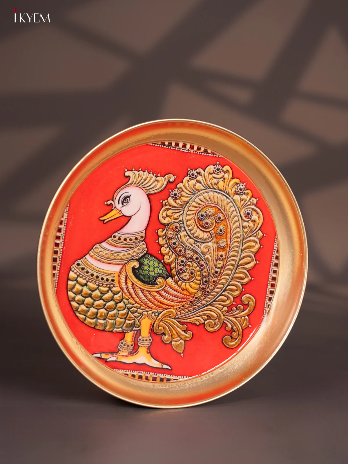 Brass plate Peacock Red - 8 Inches - KI06112 - Image 2