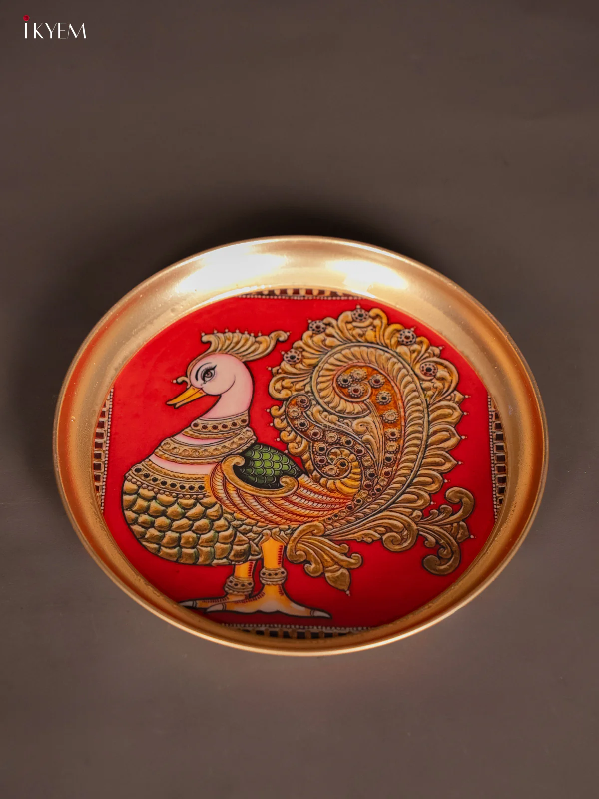 Brass plate Peacock Red - 8 Inches - KI06112 - Image 3