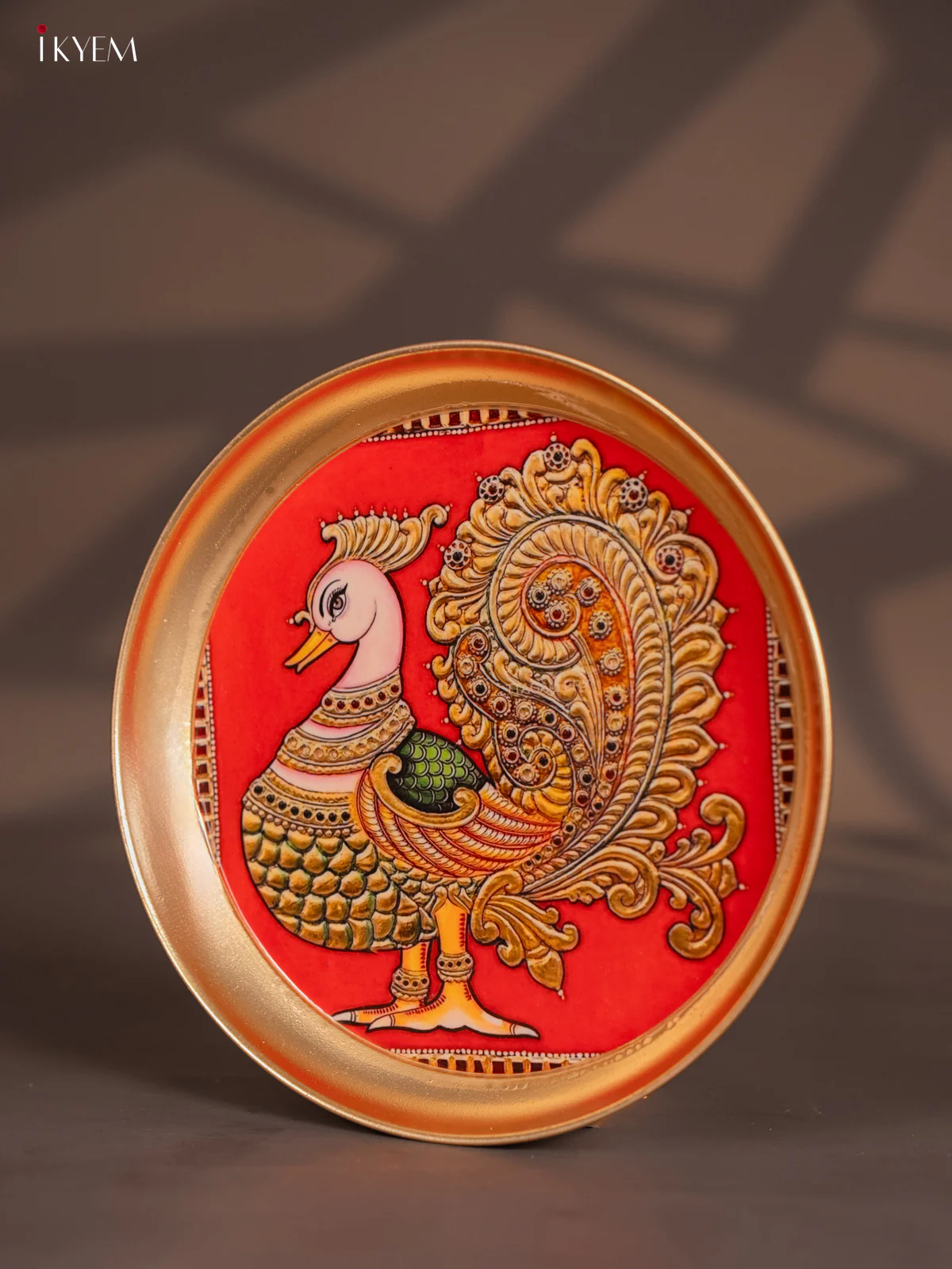 Brass plate Peacock Red - 8 Inches - KI06112 - Image 4