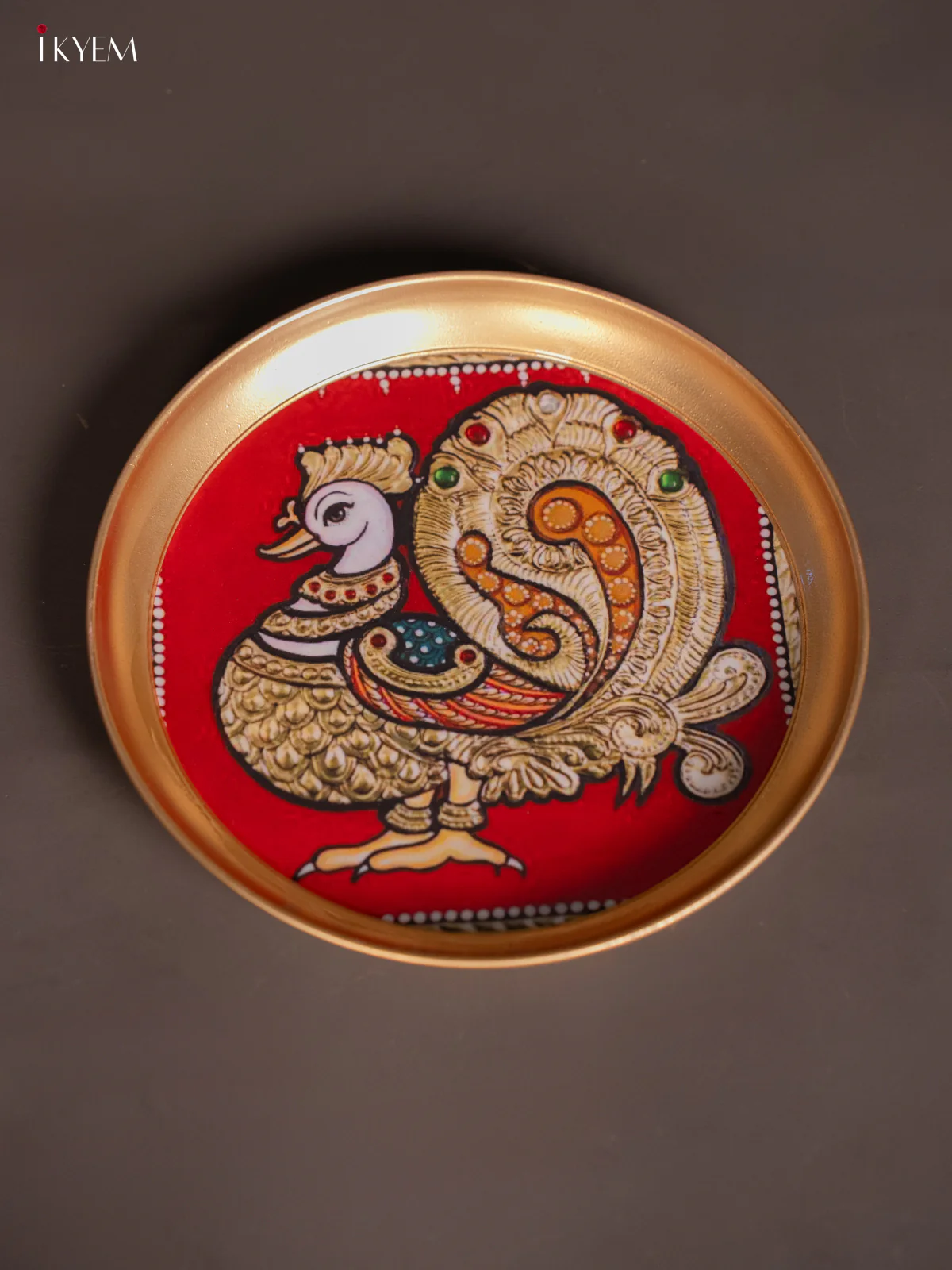Brass Plate Peacock Maroon - 8 Inches - KI06113 - Image 3