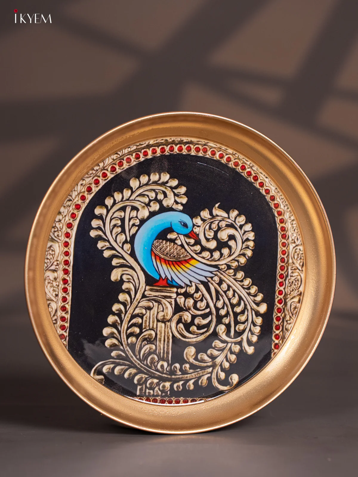 Brass Plate Peacock Navy Blue - 8 Inches- KI06114 - Image 2