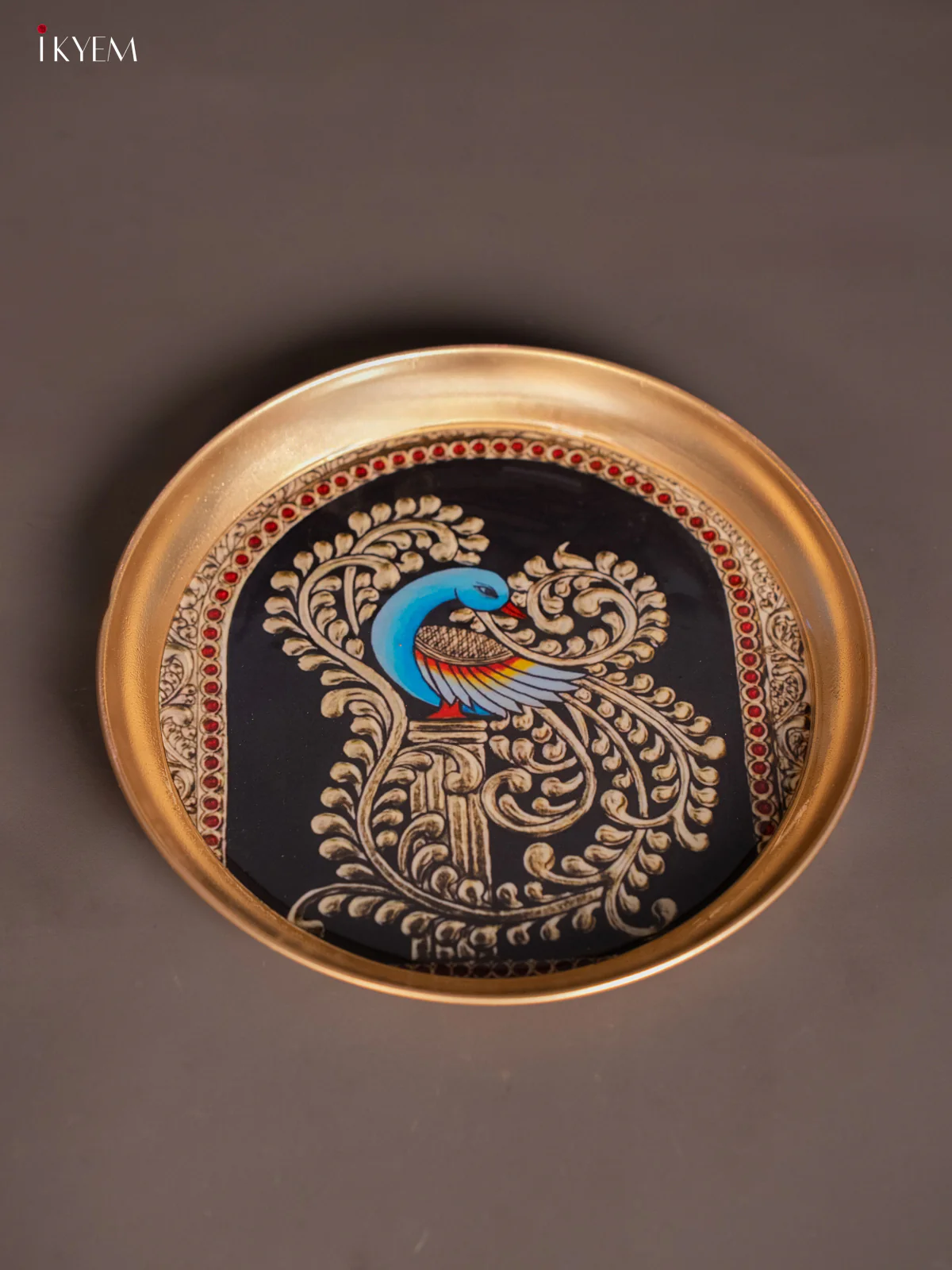 Brass Plate Peacock Navy Blue - 8 Inches- KI06114 - Image 3