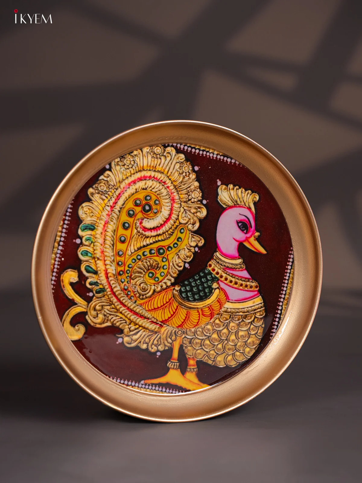 Brass Coated Plate Peacock - Brown - 8 Inches - KI06116 - Image 2