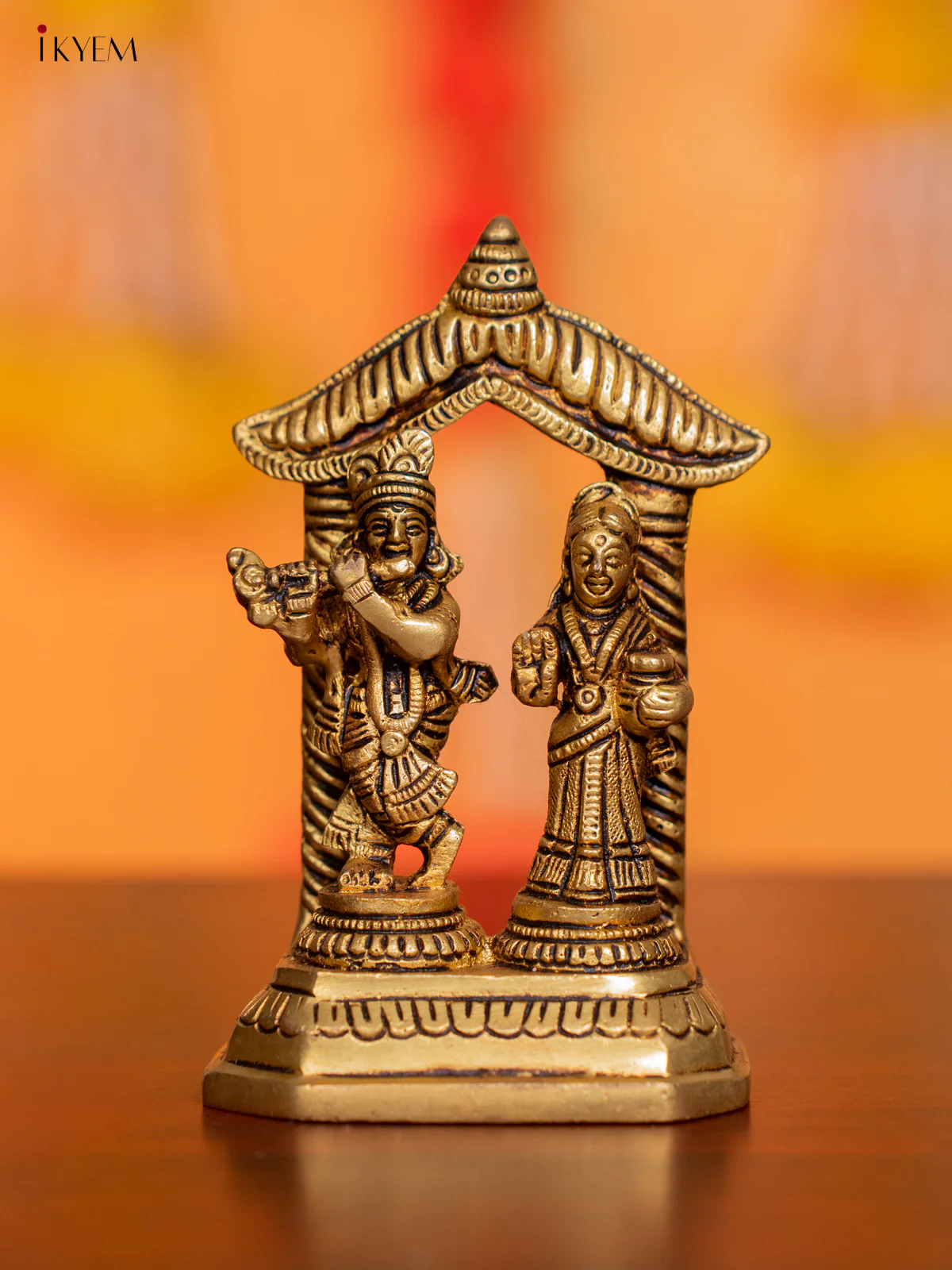 Brass Krishna Radhe Idol - 4.5 Inches - KI07122