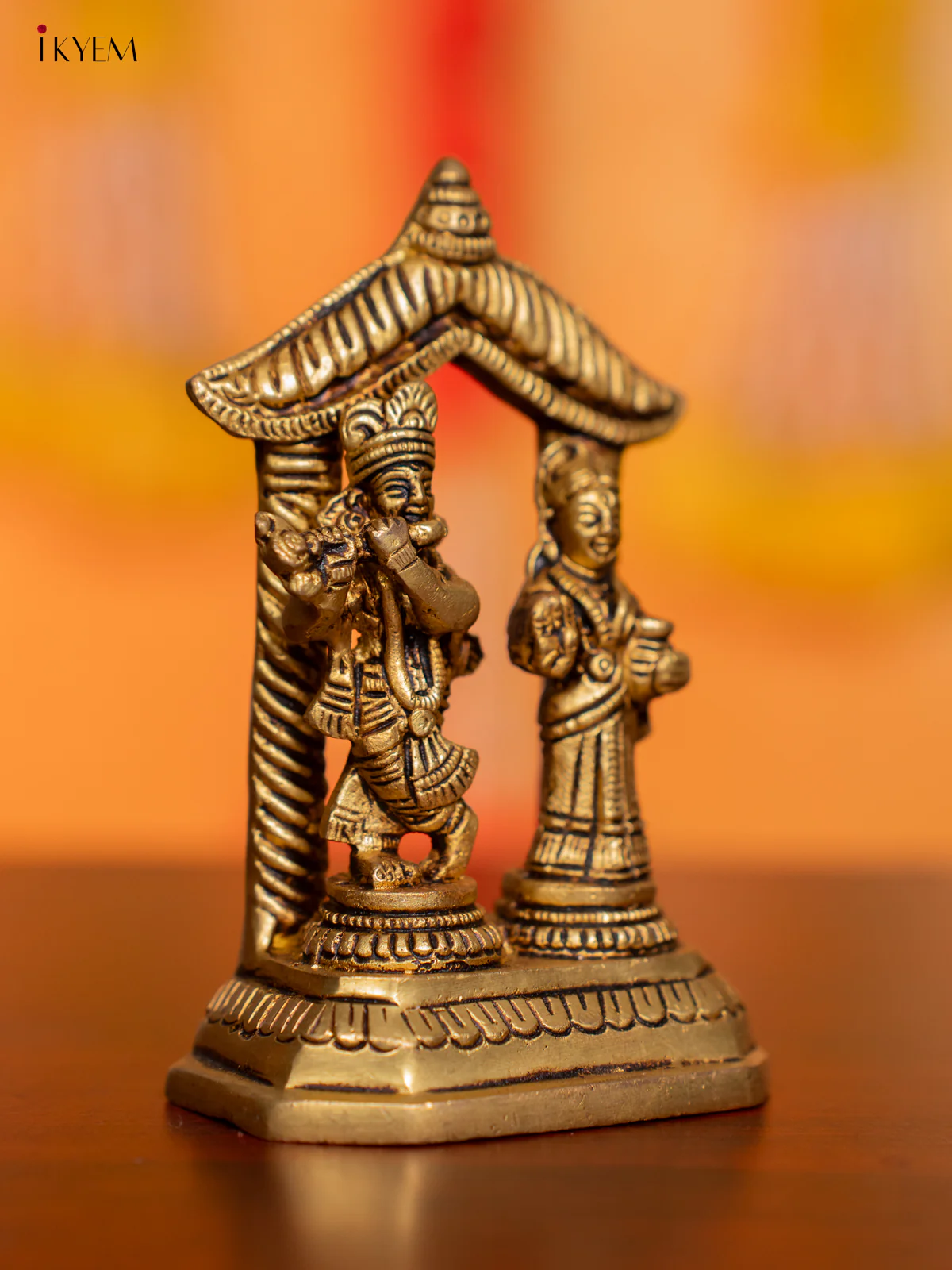 Brass Krishna Radhe Idol - 4.5 Inches - KI07122 - Image 2