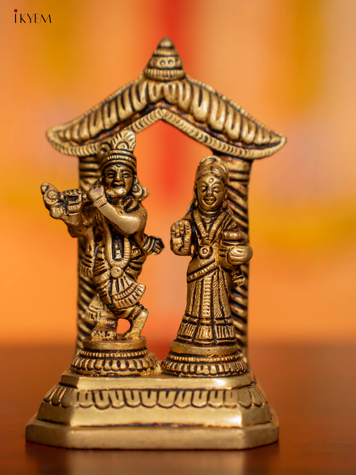 Brass Krishna Radhe Idol - 4.5 Inches - KI07122 - Image 3