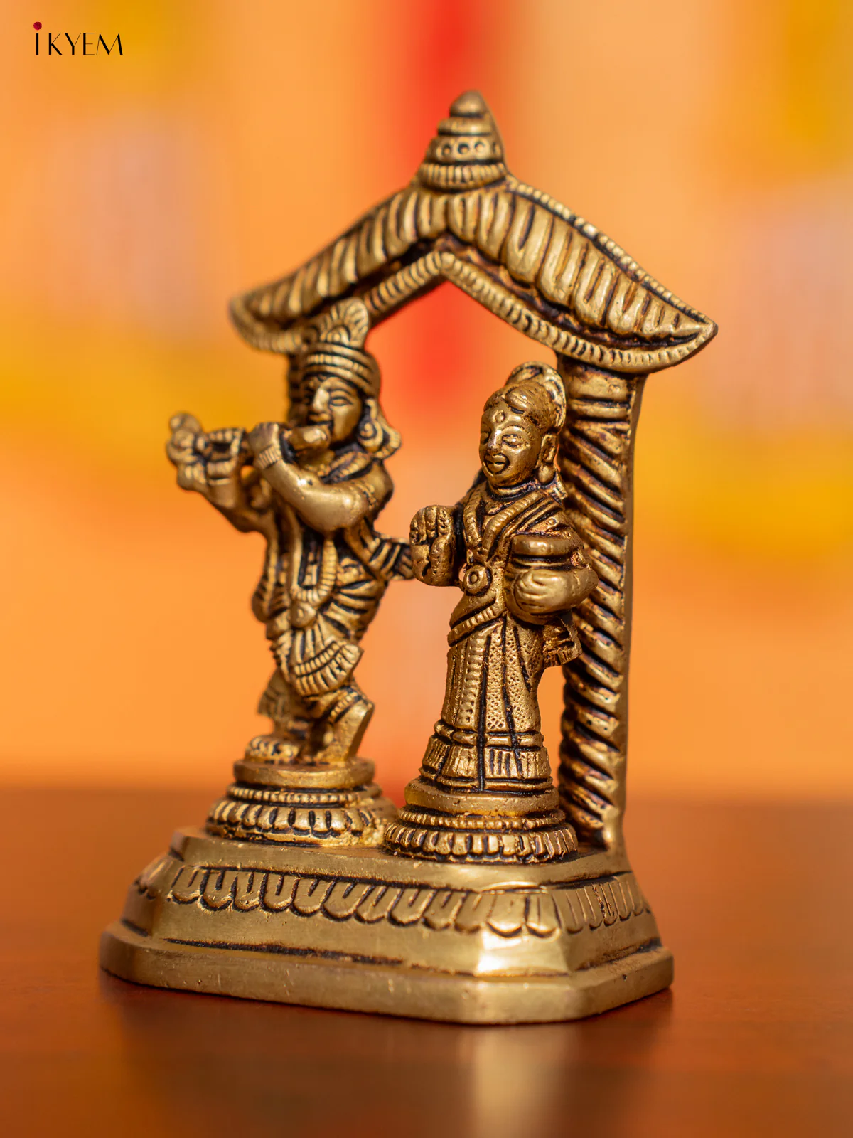 Brass Krishna Radhe Idol - 4.5 Inches - KI07122 - Image 4