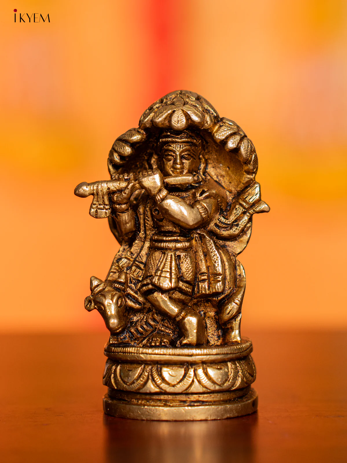 Brass Krishana with Cow & Kalpavriksha Idol - KI07140