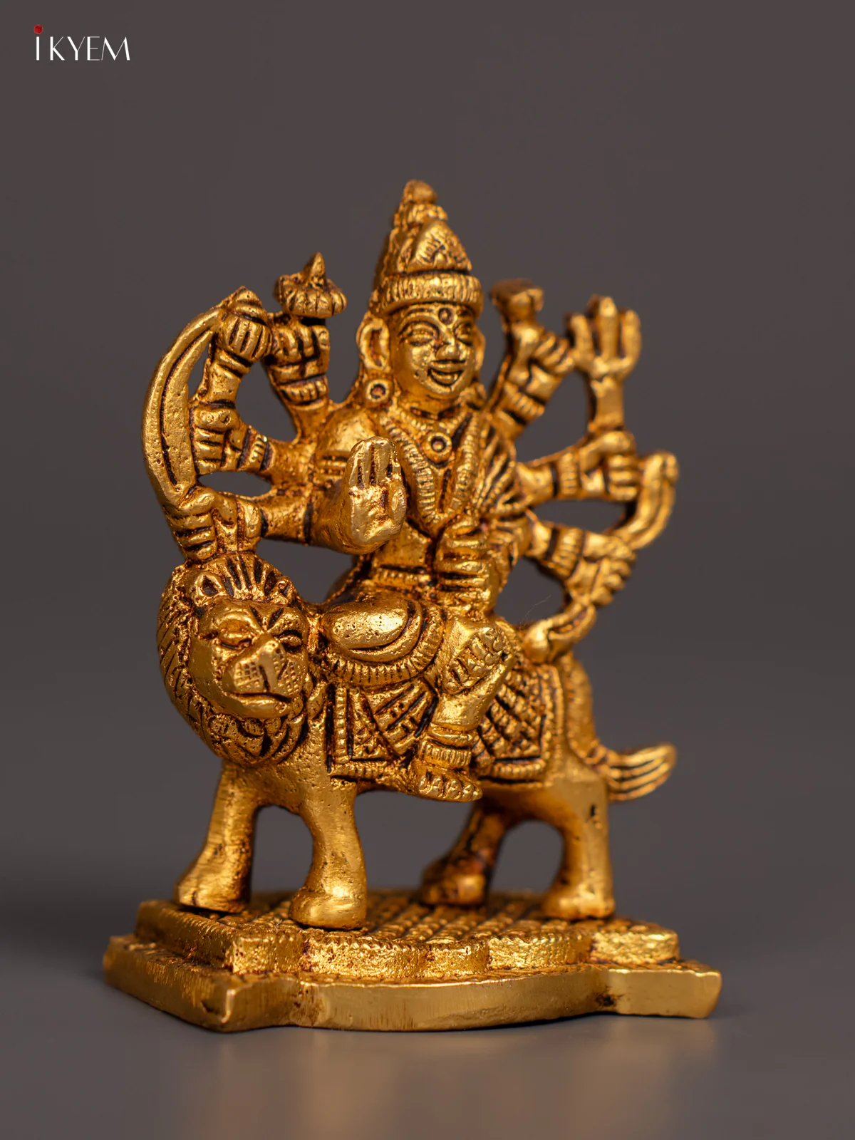 Simhavahini Goddess Durga Amman Idol - 3.5 Inch - KI07141 - Image 2