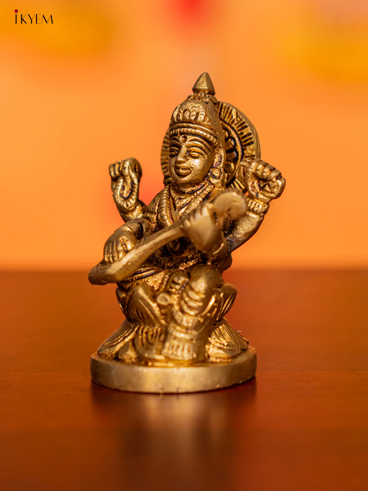Brass Saraswathi Idol - 3 Inch - KI07144 - Image 3