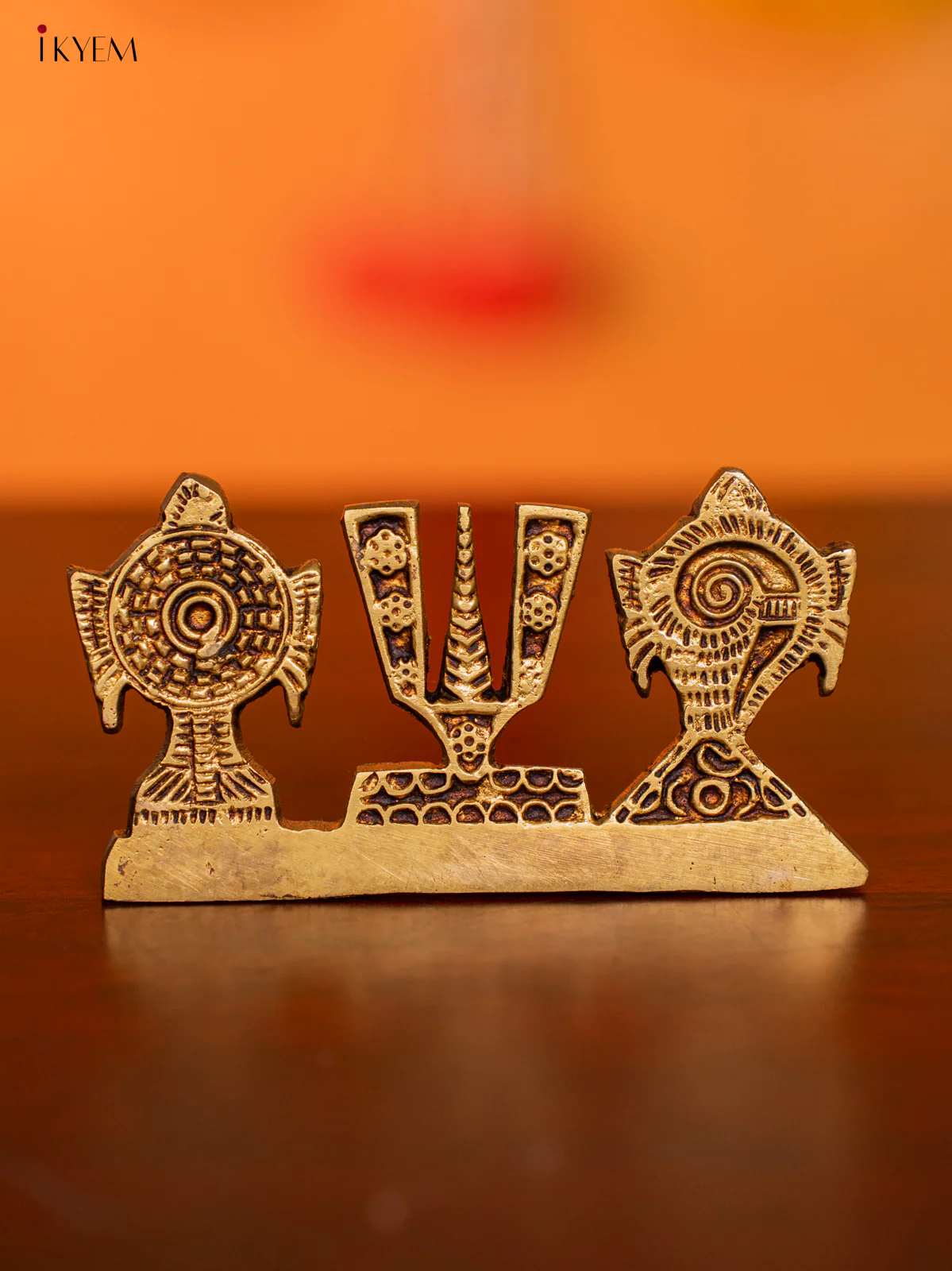 Brass Sangu chakram Namam Stand - 2 Inch - KI07145