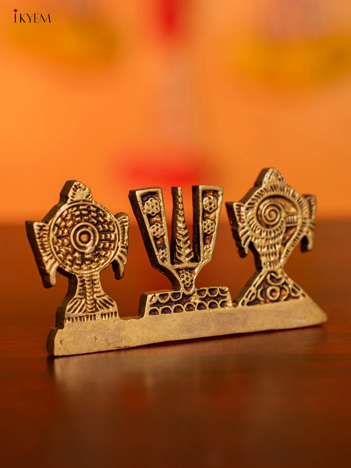 Brass Sangu chakram Namam Stand - 2 Inch - KI07145 - Image 2