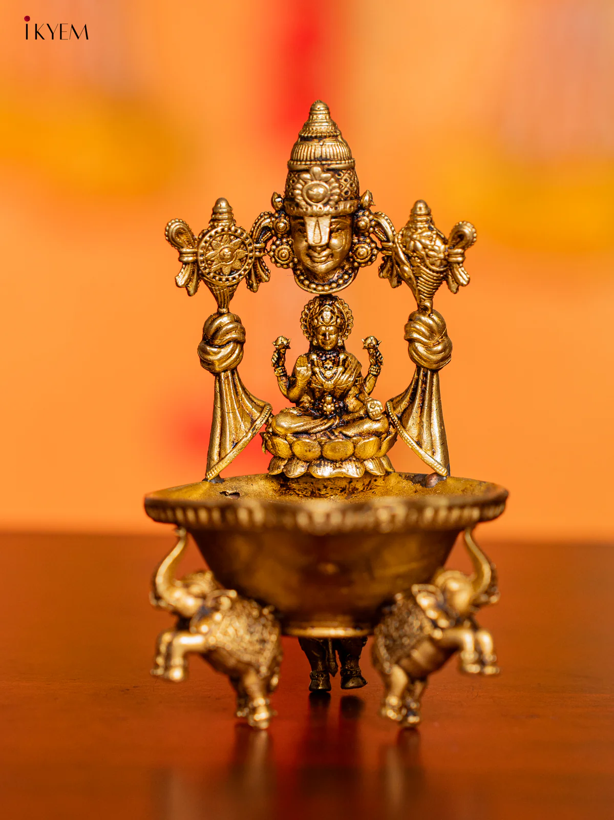 Brass Balaji Diya with Lakshmi - 4.5 Inches - KI07161