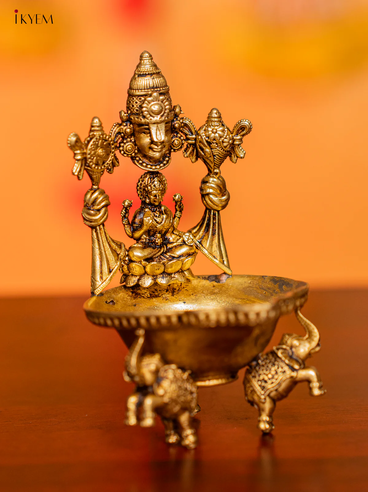 Brass Balaji Diya with Lakshmi - 4.5 Inches - KI07161 - Image 2