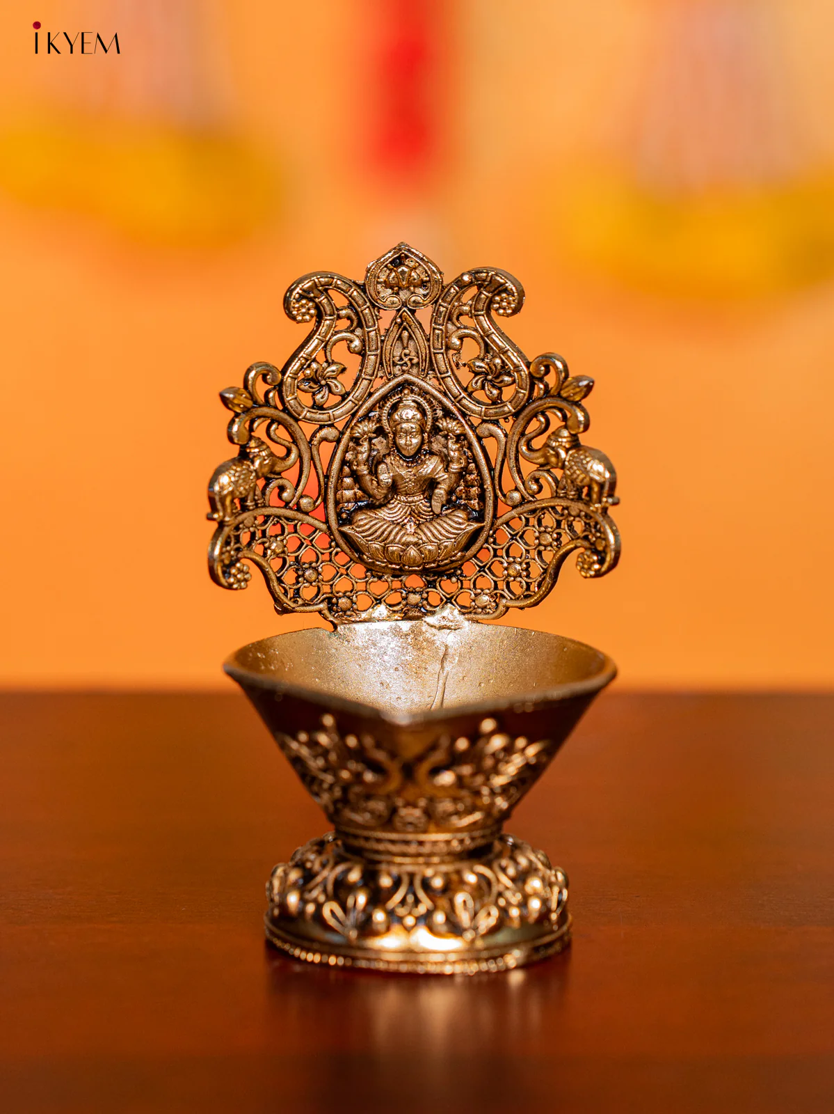 Brass Diya with Gaja Lakshmi - 4 Inches - KI07163