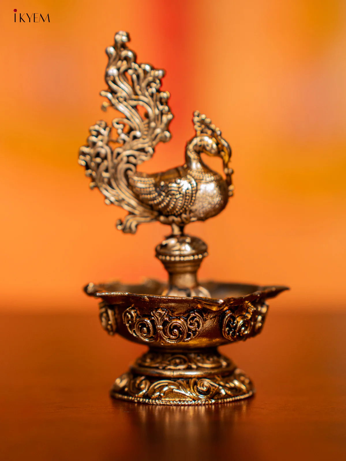 Brass 5-face Annapakshi Diya - 3.5 Inches - KI07165 - Image 2