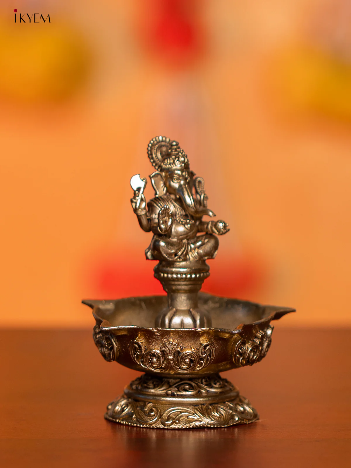 Brass 5-face Ganesha Diya - 4 Inches - KI07173 - Image 2