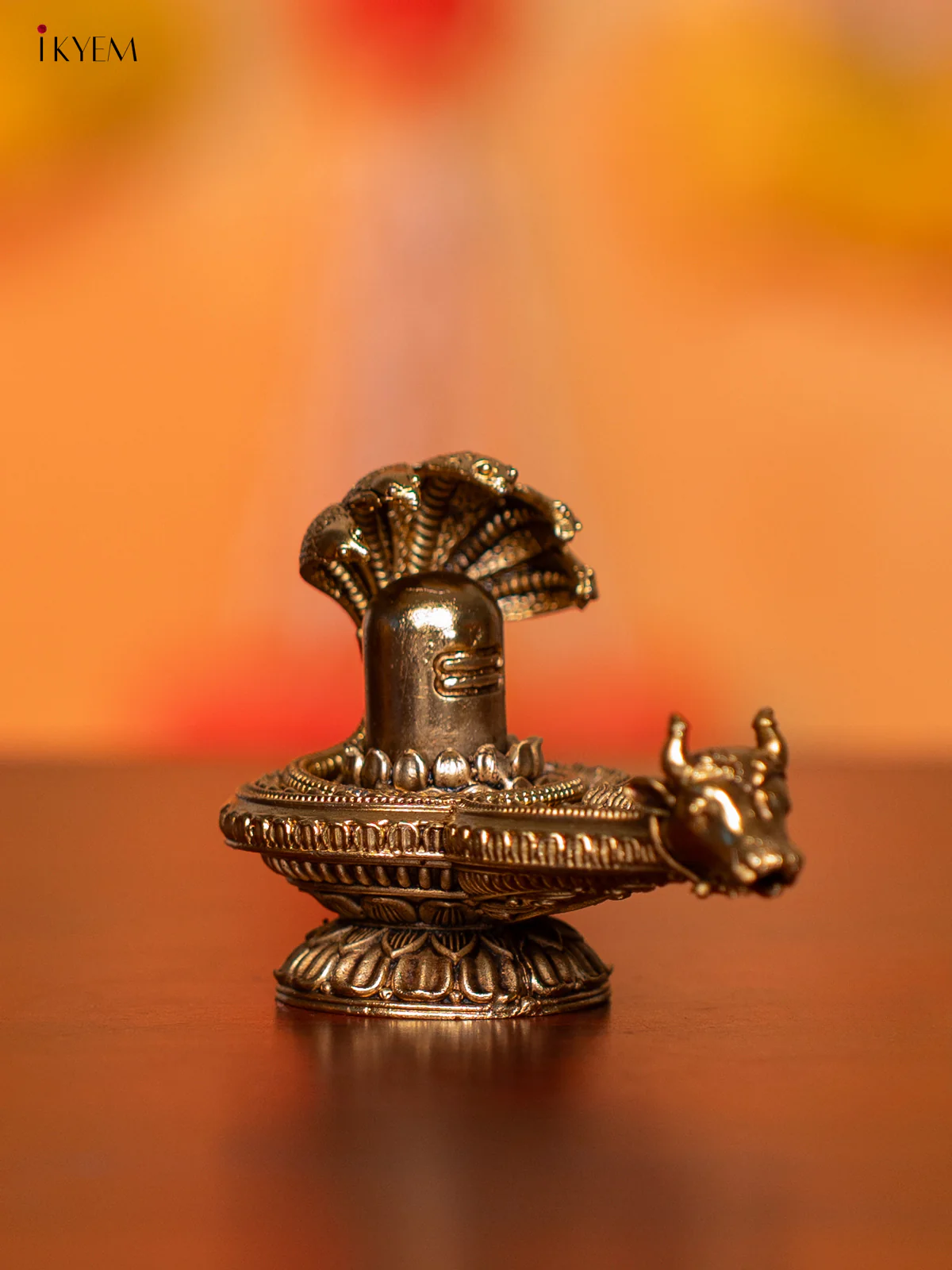 Brass Nandi Mukh Shiva Lingam with Naaga - 2.3 Inch - KI07174