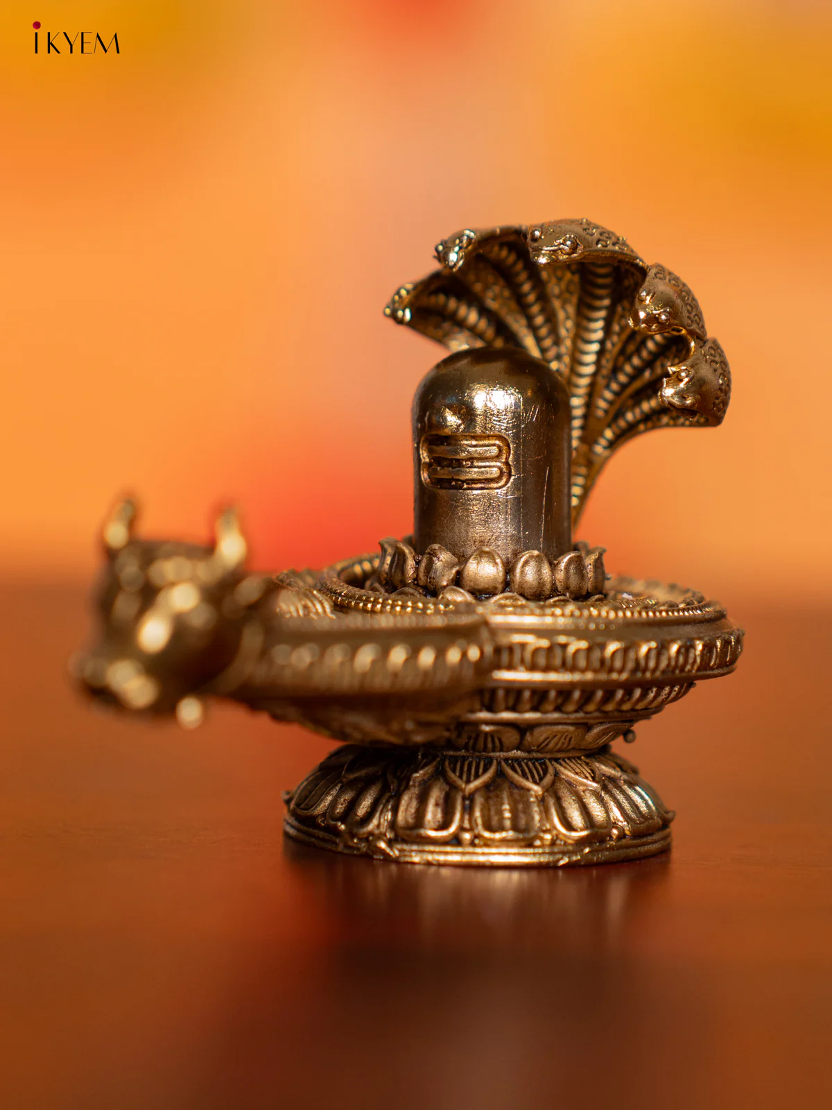 Brass Nandi Mukh Shiva Lingam with Naaga - 2.3 Inch - KI07174 - Image 2