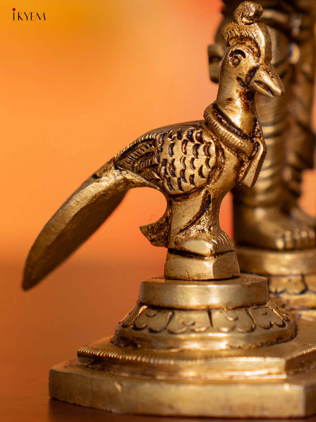 Brass Murugan with Peacock Idol - 5.5. Inches - KI07177 - Image 3