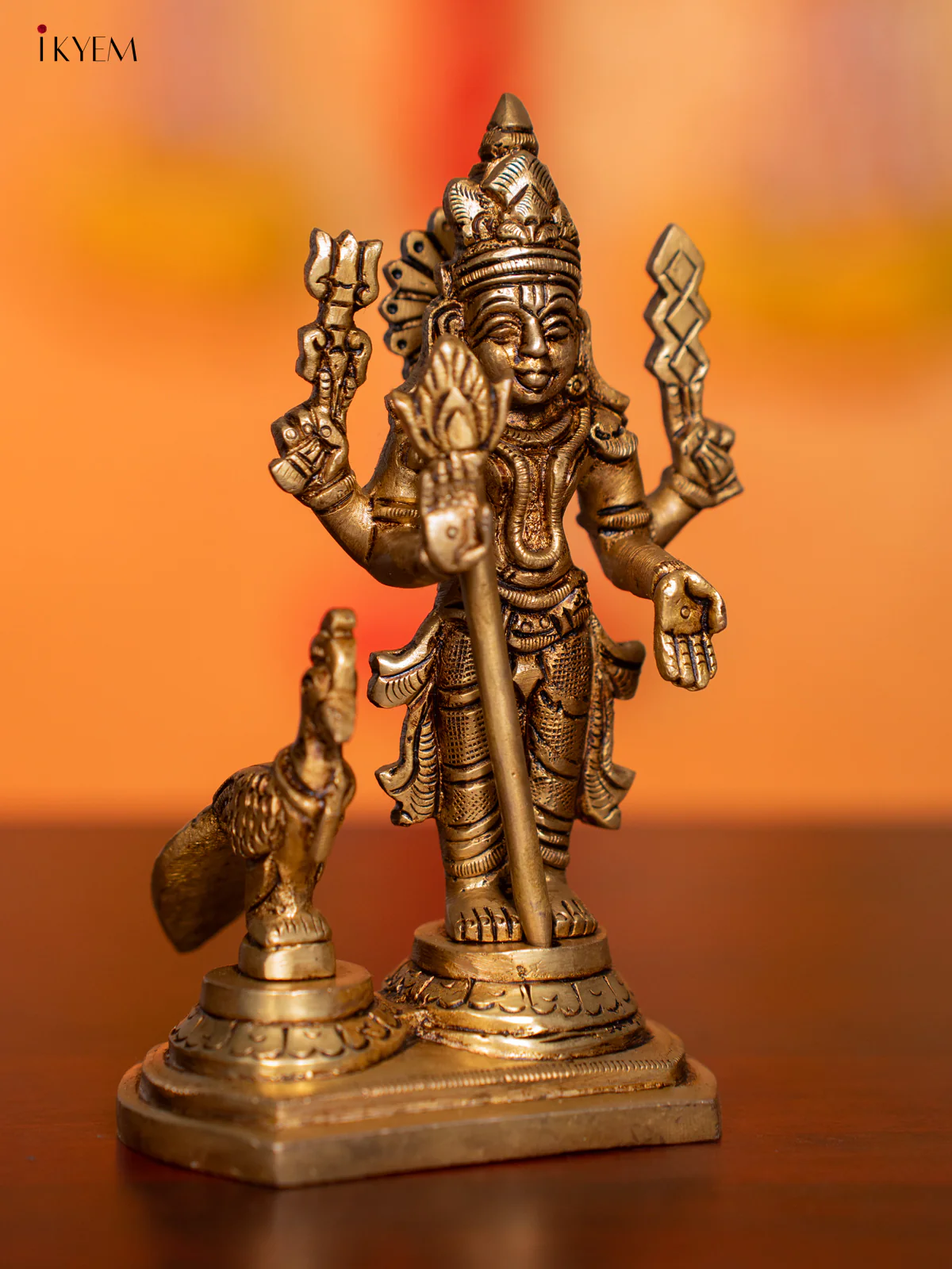 Brass Murugan with Peacock Idol - 5.5. Inches - KI07177 - Image 5
