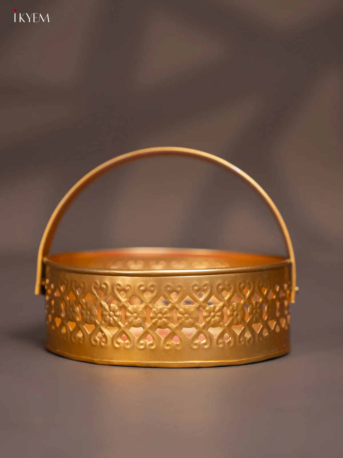 Cow Printed Round Metal tray with handle - Pink 6 Inches - KI07184 - Image 3