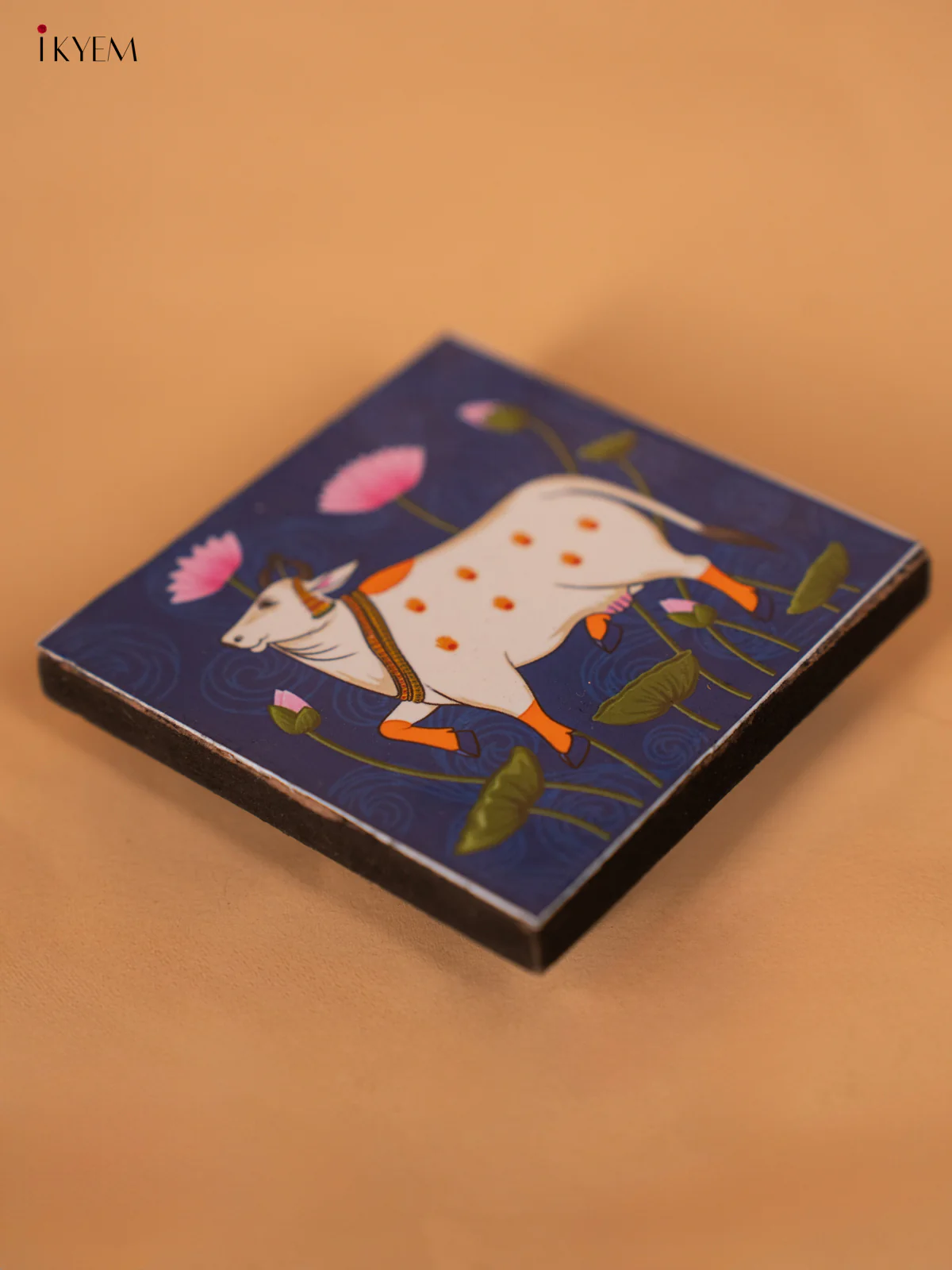 Digital Printed Cow Blue Manai (2.5x2.5) Inches - KI08128 - Image 3