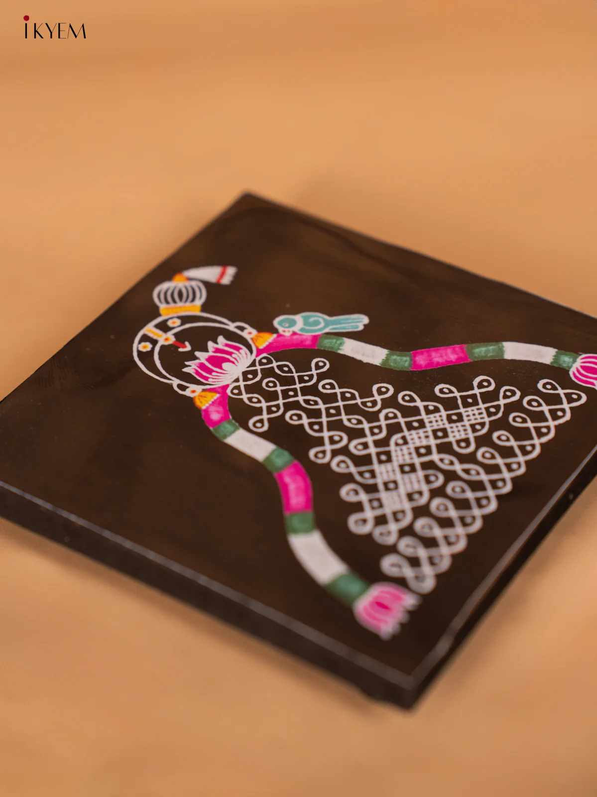 Digital Printed Sikku Kolam Manai - Andal black (4x4) - KI08131 - Image 3