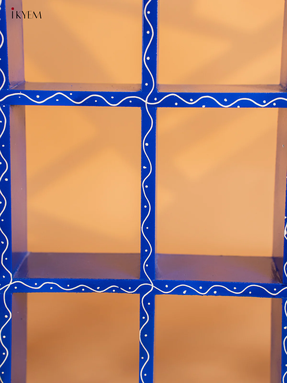Hand-Painted Wooden Golu Display Frame With 12 Rectangle Boxes - Blue - 26 Inches - KI12141 - Image 3
